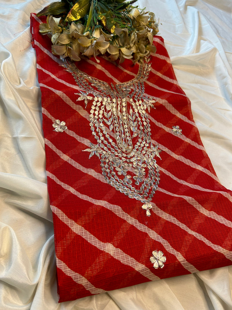 Red leheriya Gota Patti Kurti