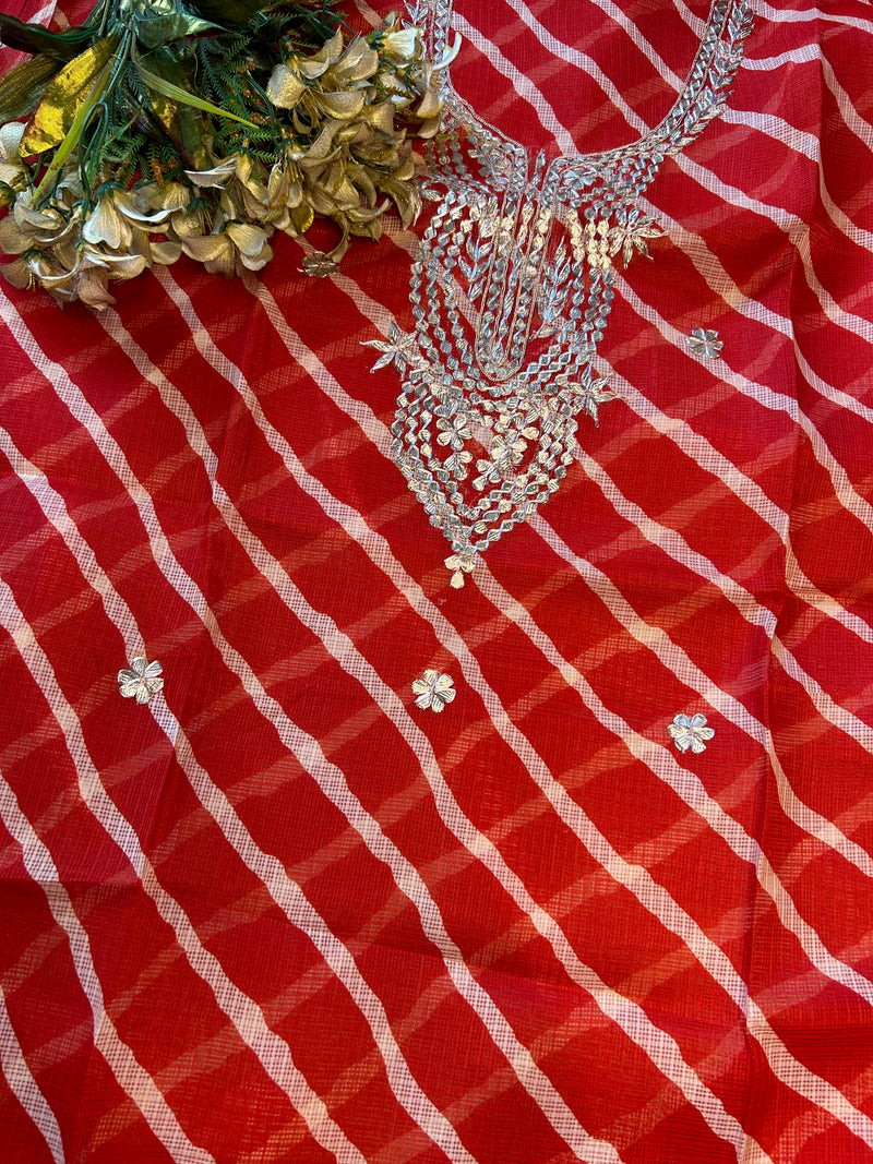 Red leheriya Gota Patti Kurti