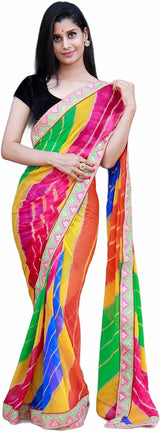 Chiffon Multicolored Leheriya Sarees