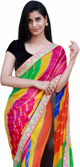 Chiffon Multicolored Leheriya Sarees