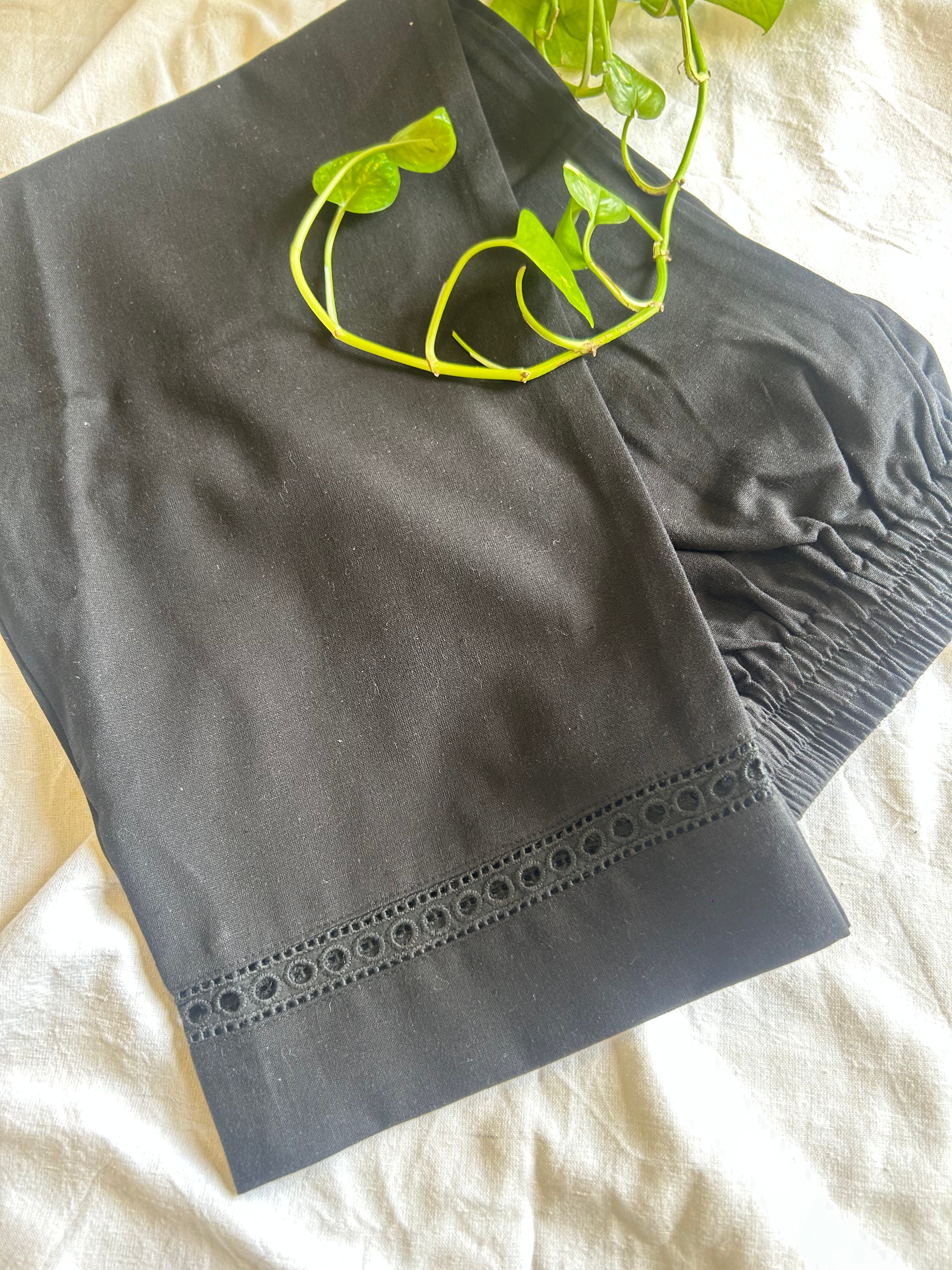 Black Women Cotton Linen Pants