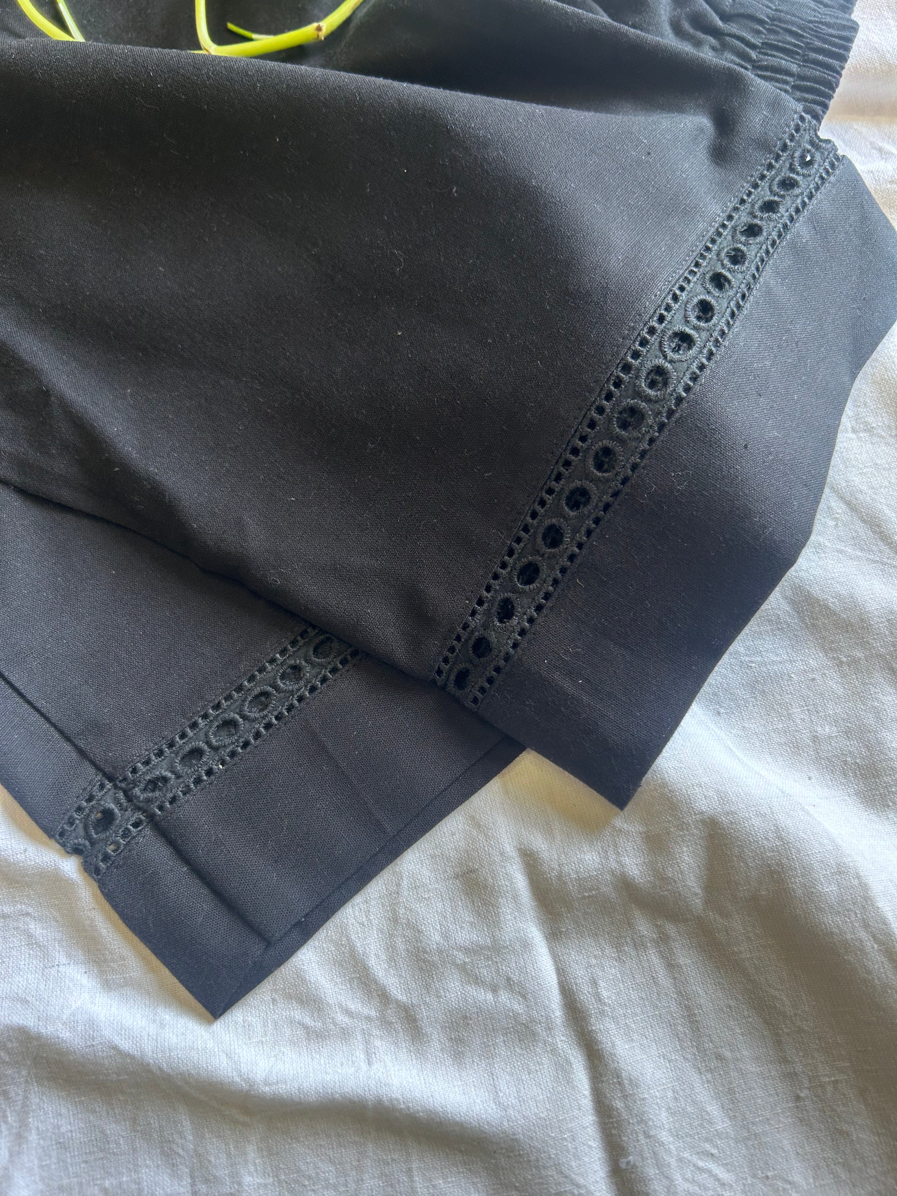 Black Women Cotton Linen Pants