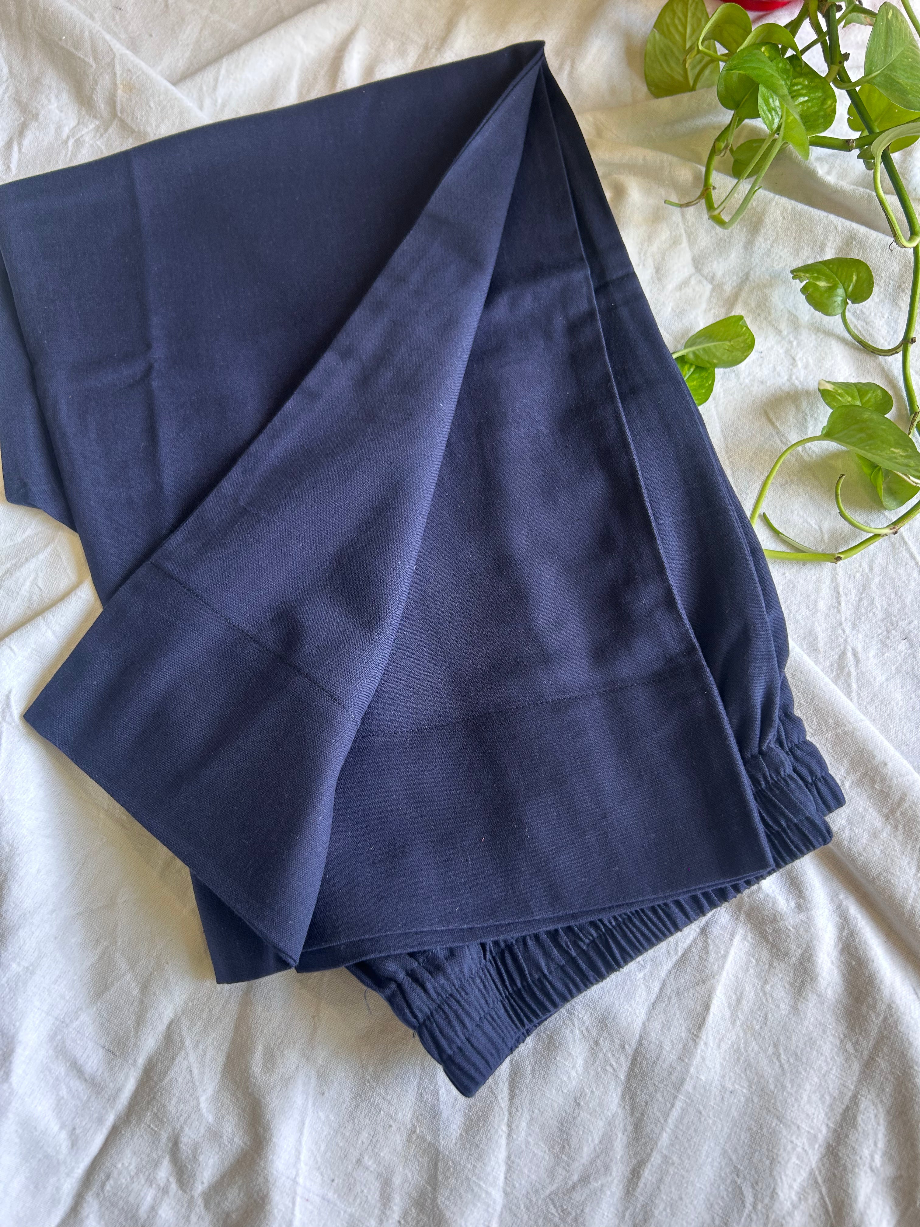 Beautiful Blue Straight Pant In Cotton For Women