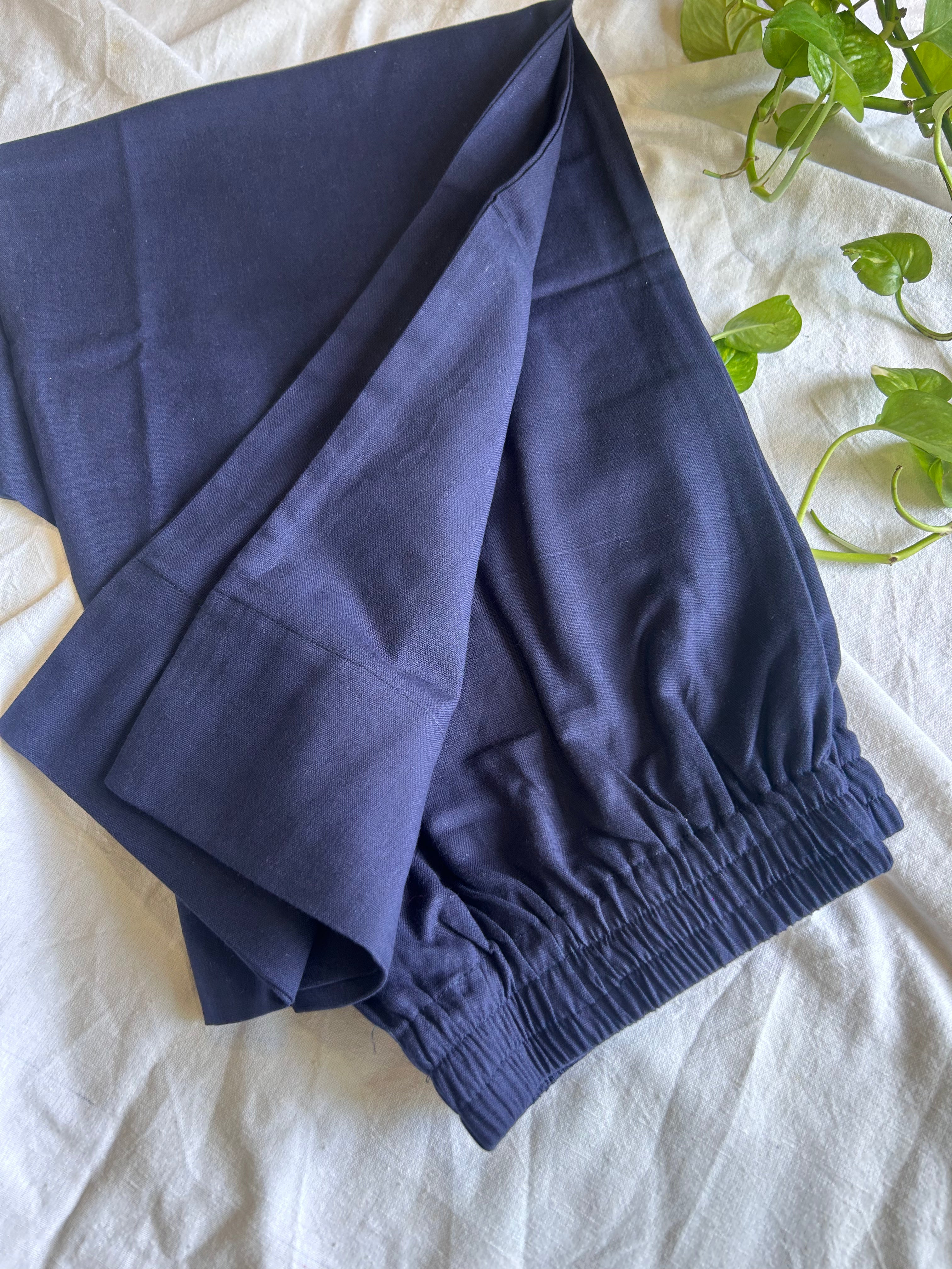 Beautiful Blue Straight Pant In Cotton For Women