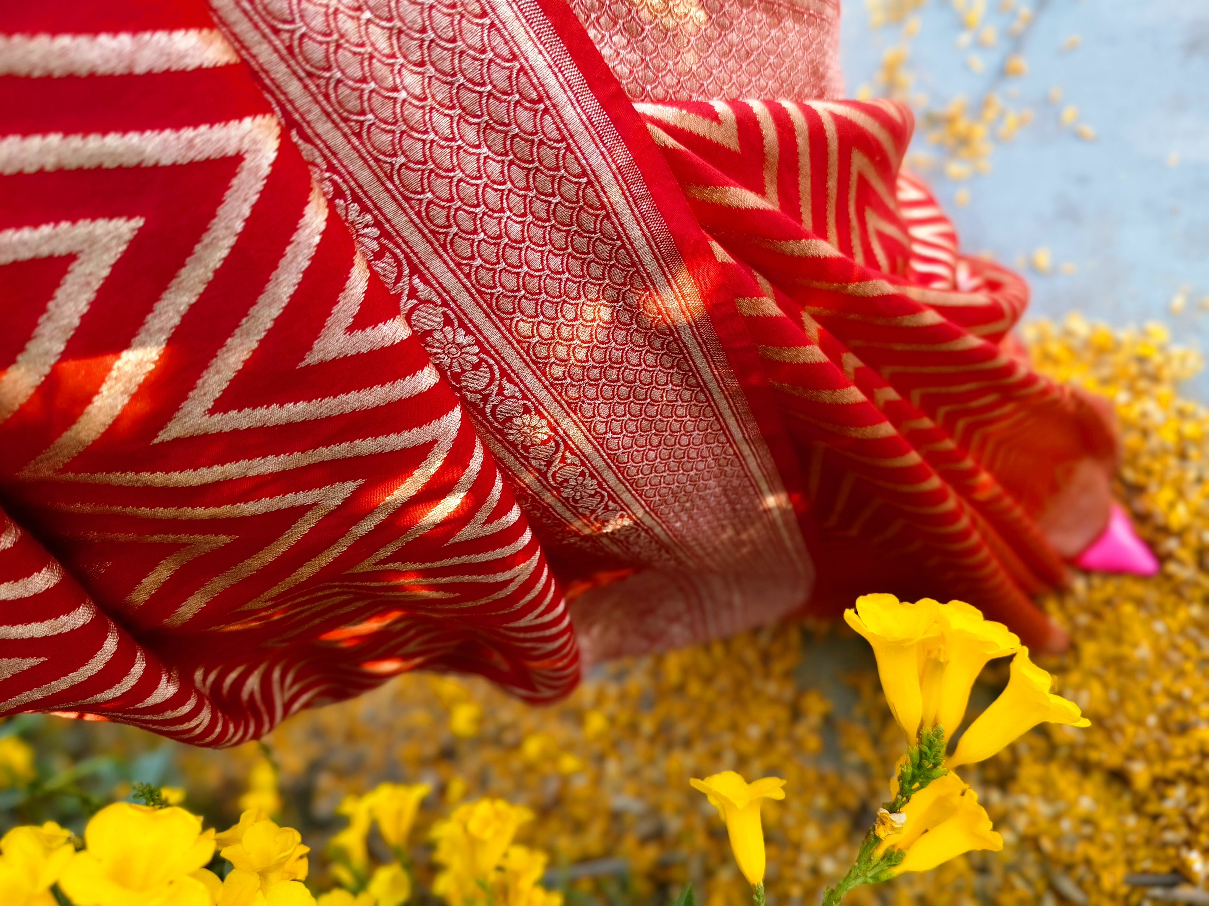 Red Meenakari Karwachauth Saree