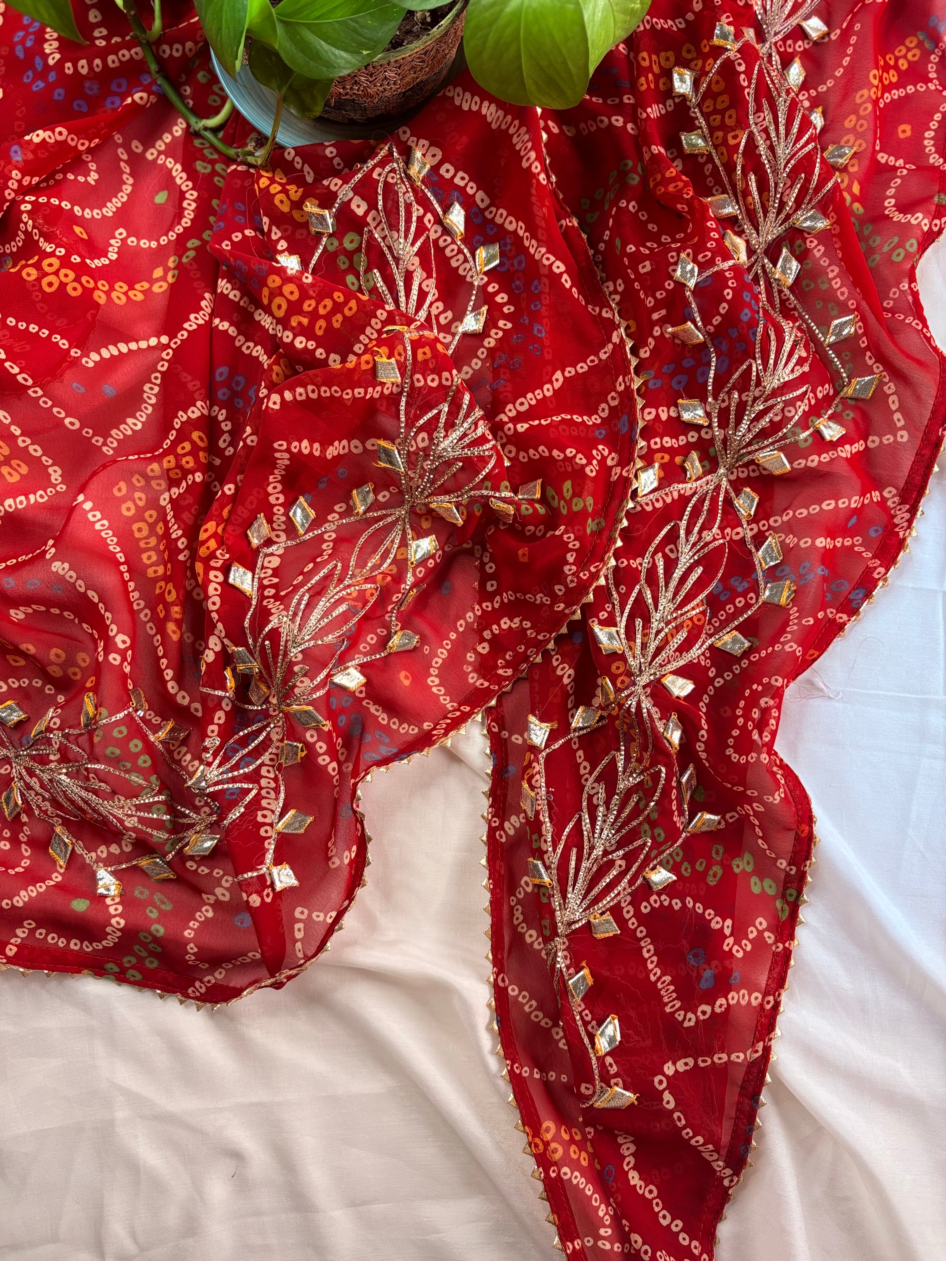 Dulhaniya- Red Bandhej Gota Patti Suit