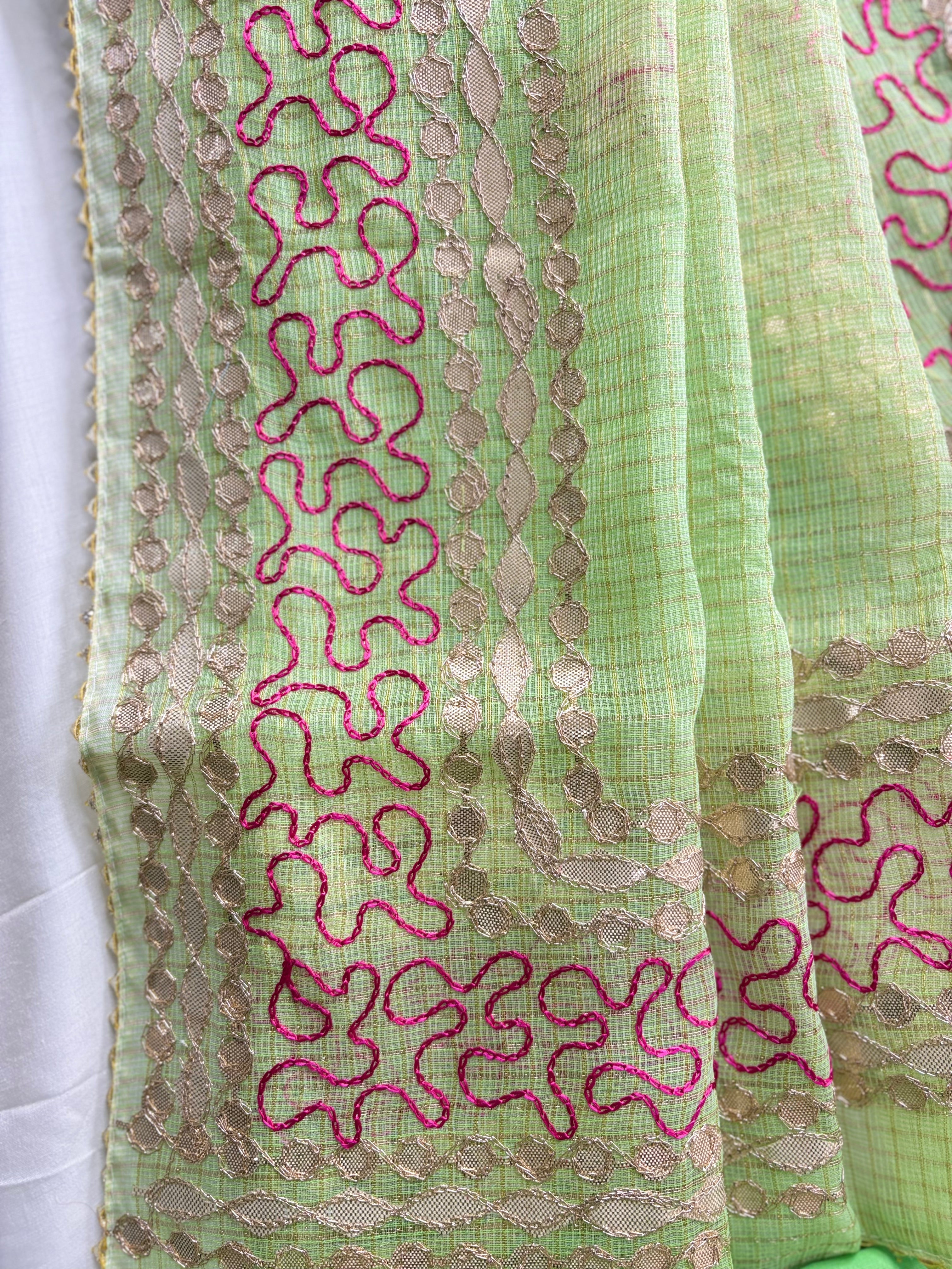 Padmini- Kota Salwar Suit In Gota Work In Pastle Green