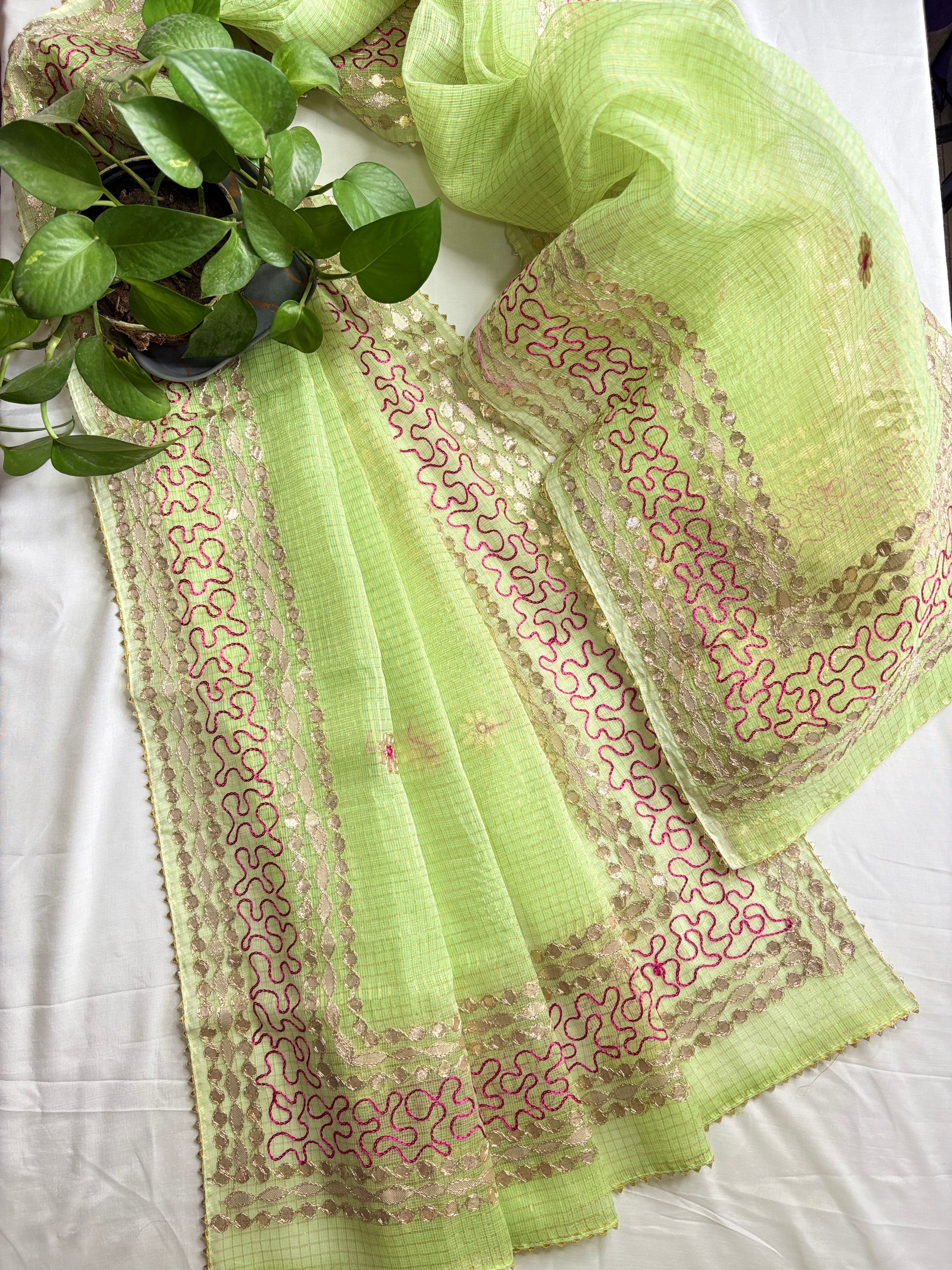 Padmini- Kota Salwar Suit In Gota Work In Pastle Green