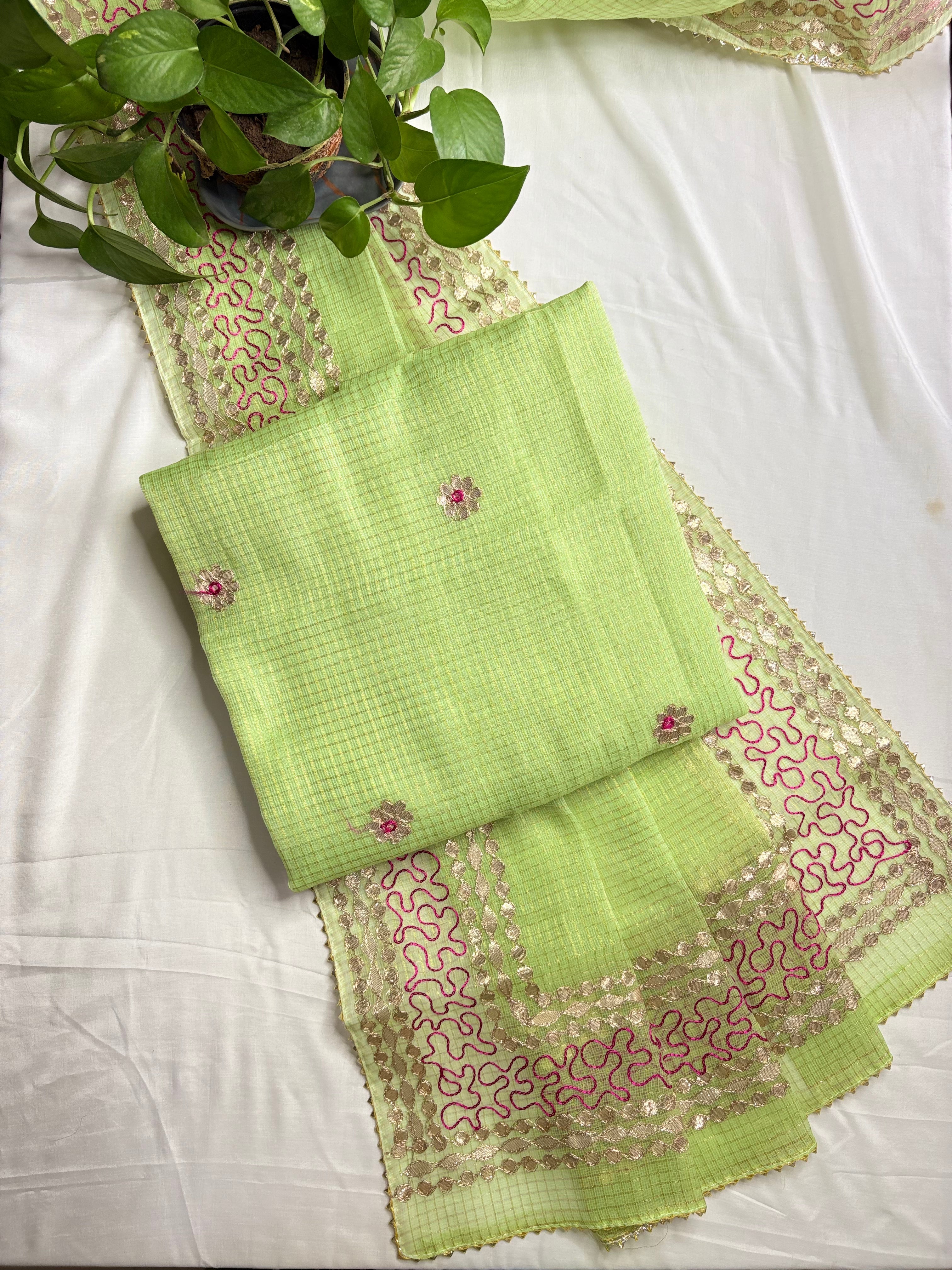 Padmini- Kota Salwar Suit In Gota Work In Pastle Green