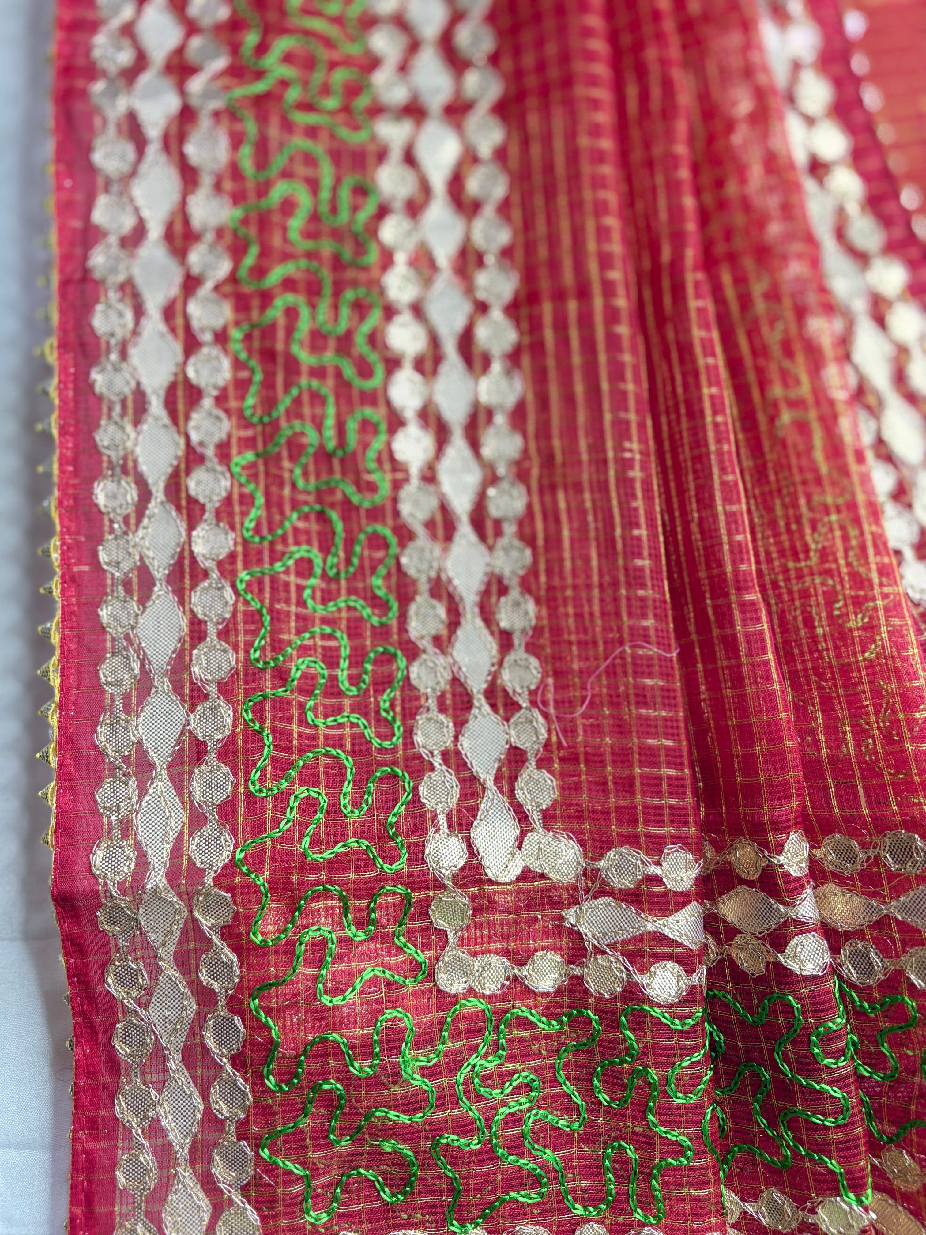 Alka- Kota Salwar Suit In Gota Work In Red