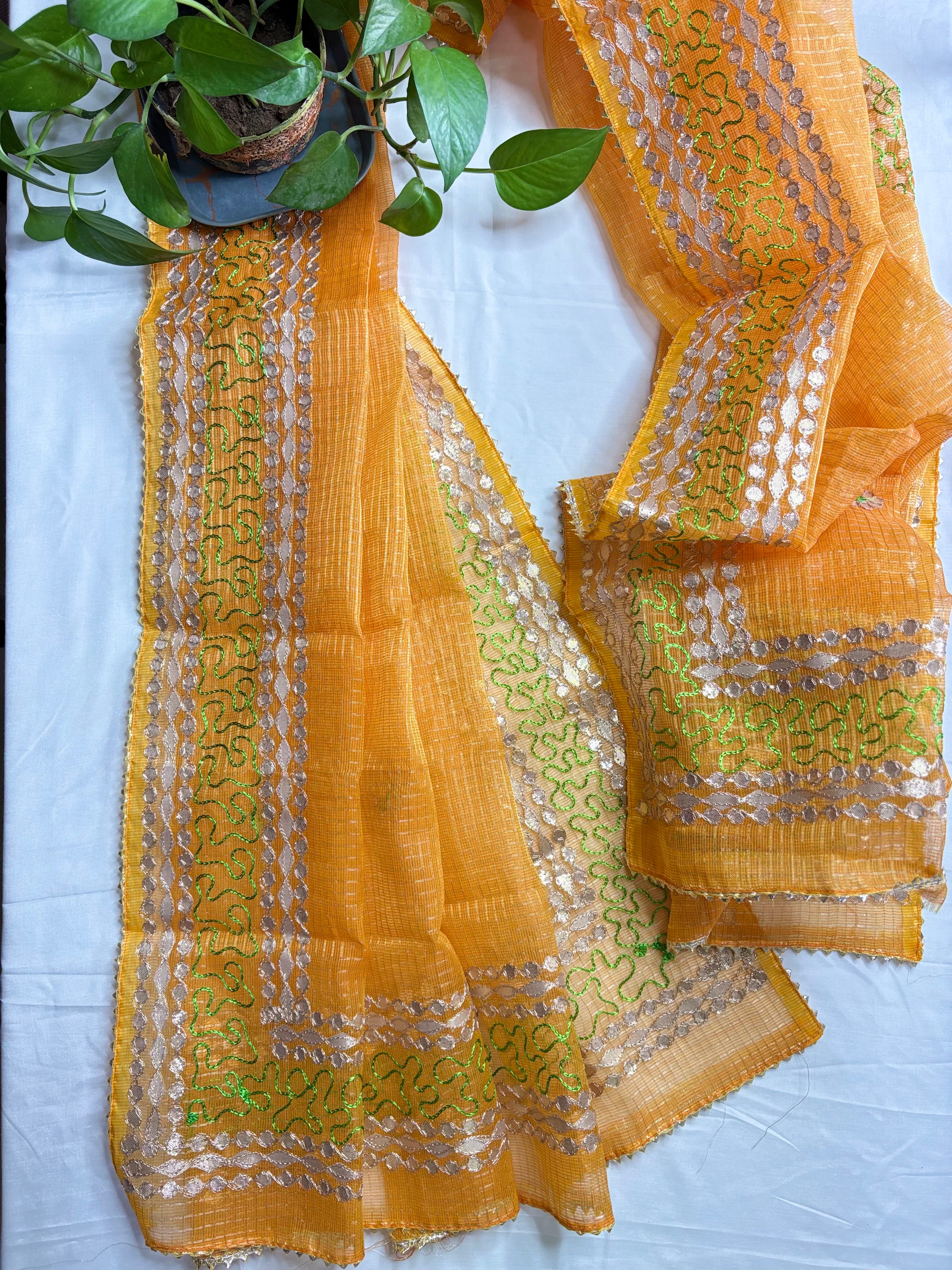 Sunheri- Kota Salwar Suit In Gota Work In Haldi Yellow