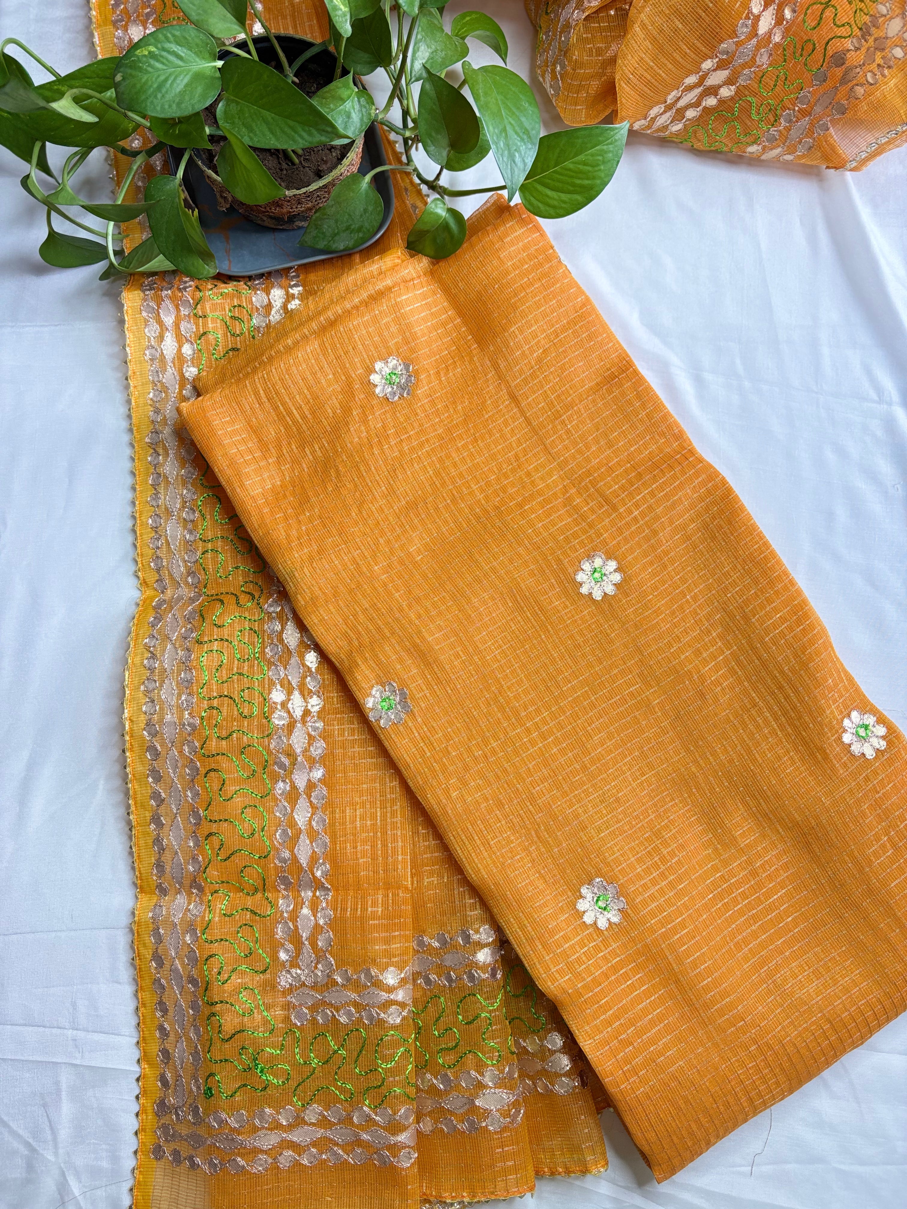 Sunheri- Kota Salwar Suit In Gota Work In Haldi Yellow