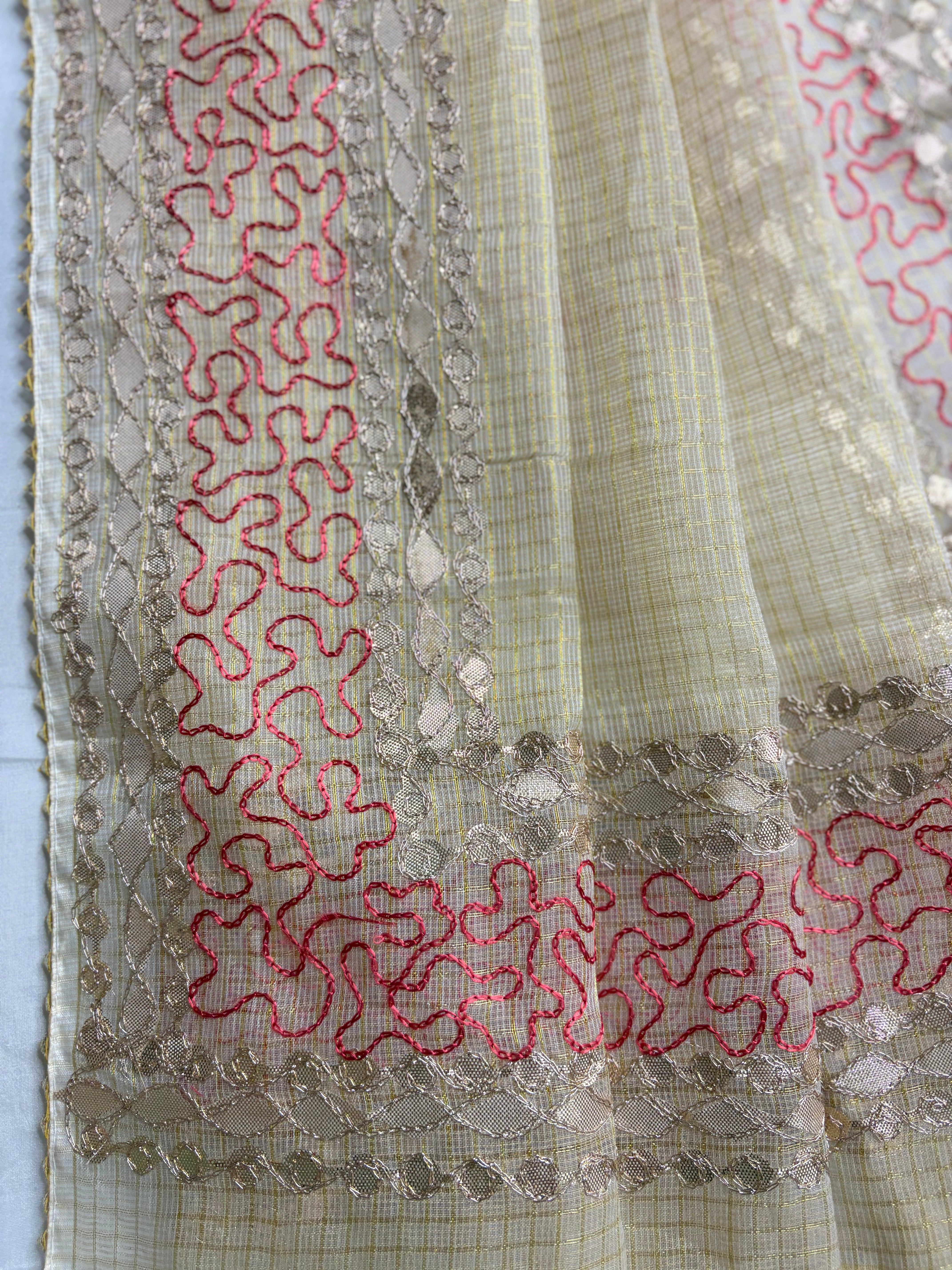 Amba- Kota Salwar Suit In Gota Work In Golden Cream