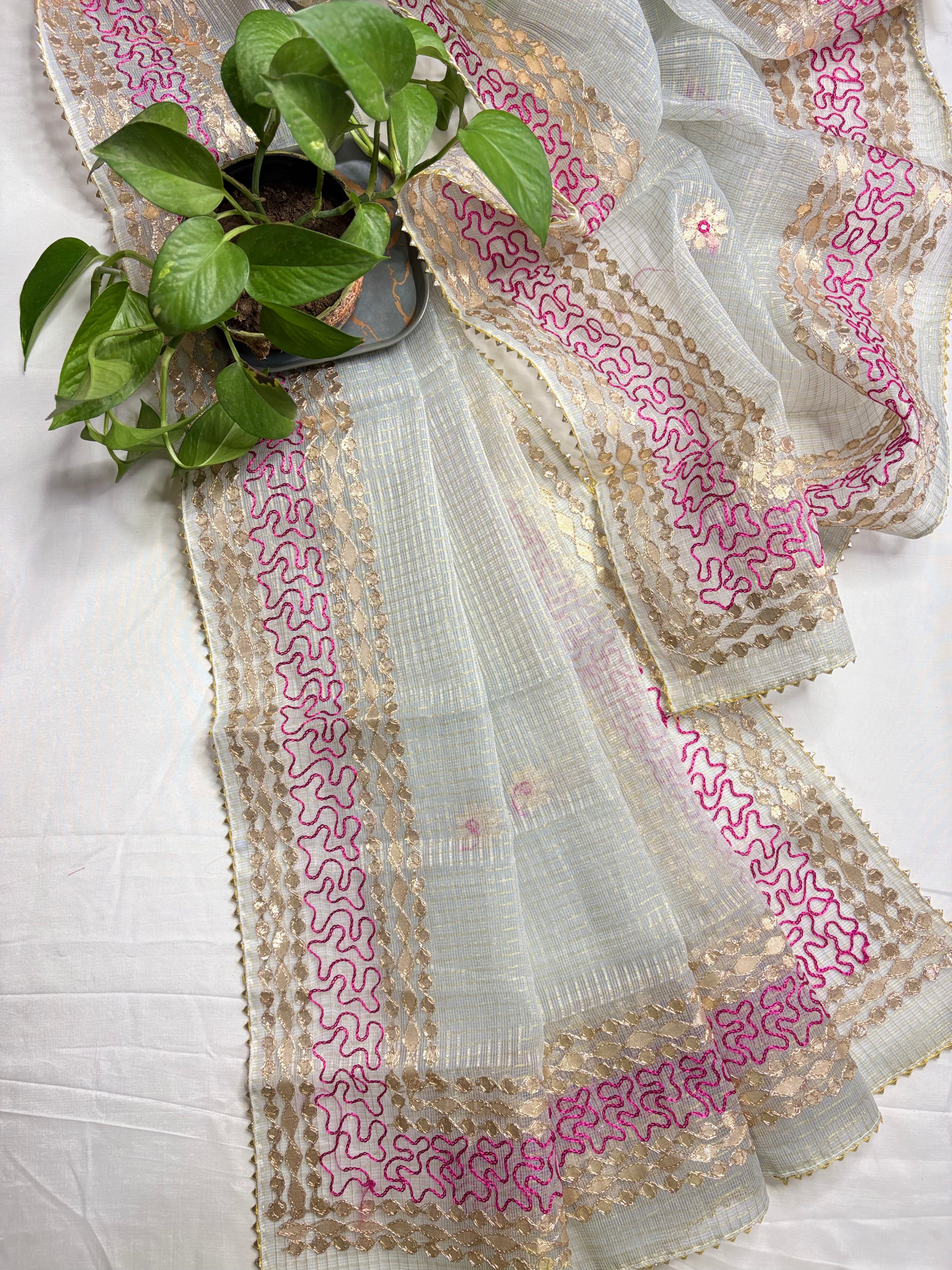 Chanchal- Kota Salwar Suit In Gota Work In Soft Grey