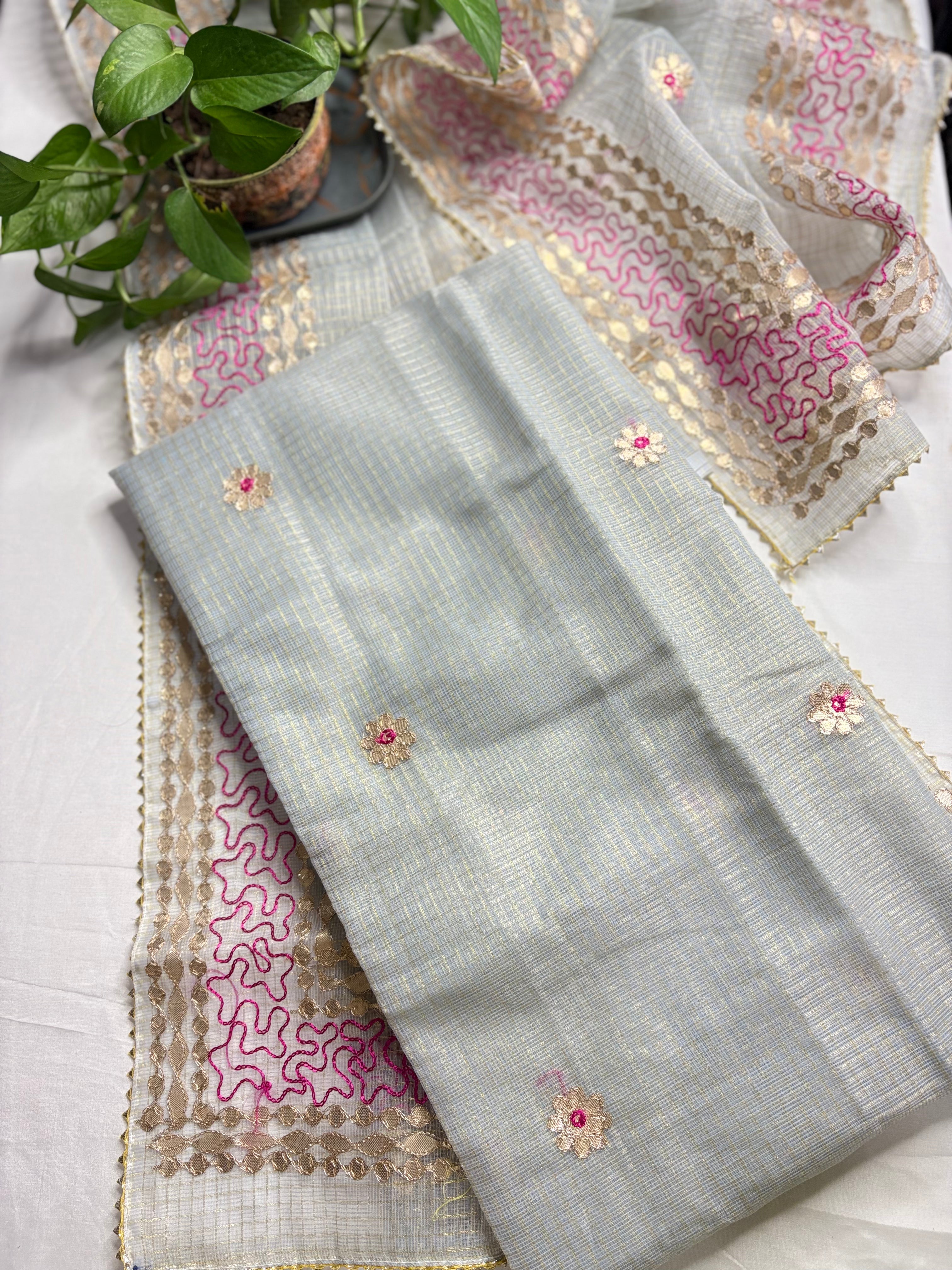 Chanchal- Kota Salwar Suit In Gota Work In Soft Grey