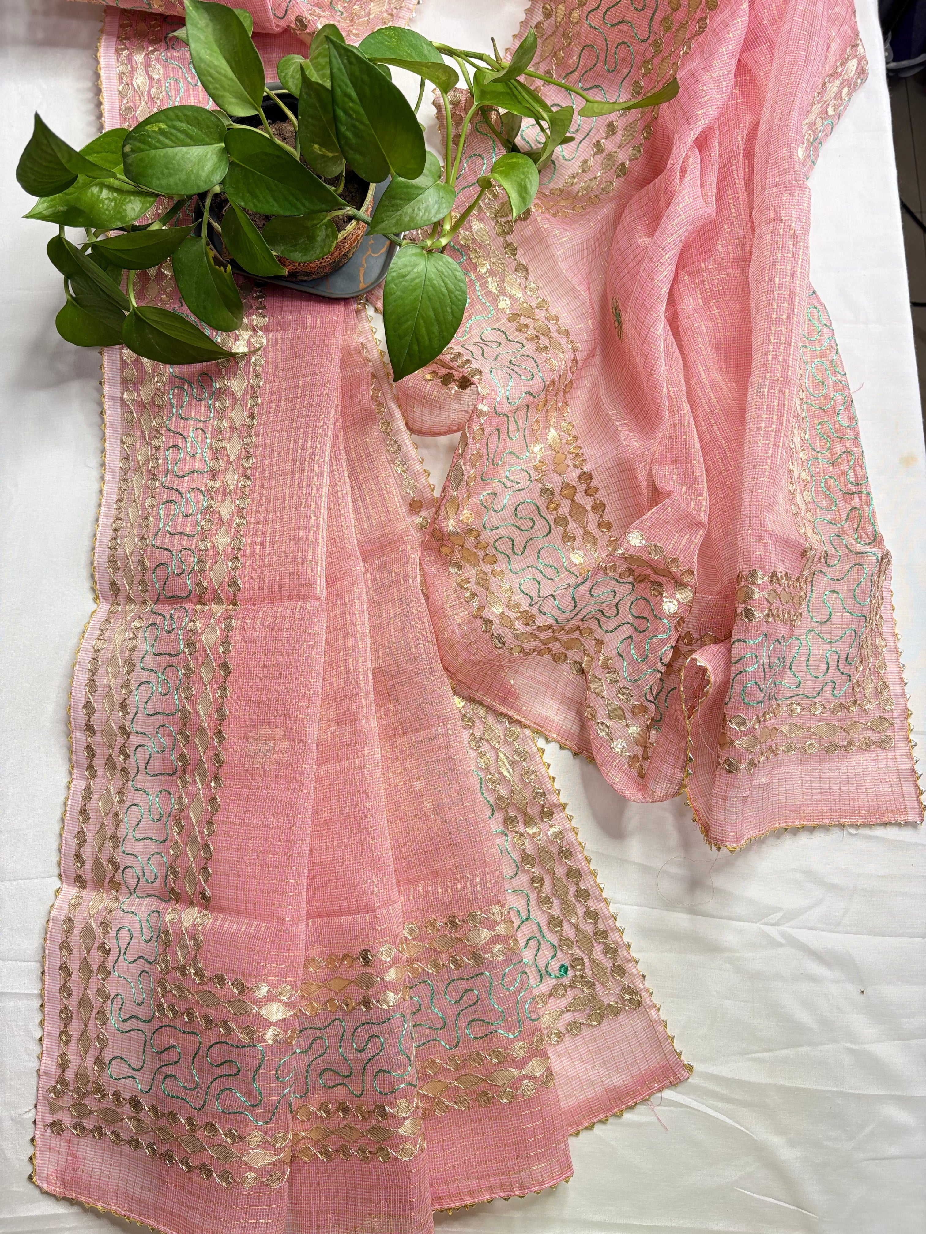 Amoli- Kota Salwar Suit In Gota Work In Pink