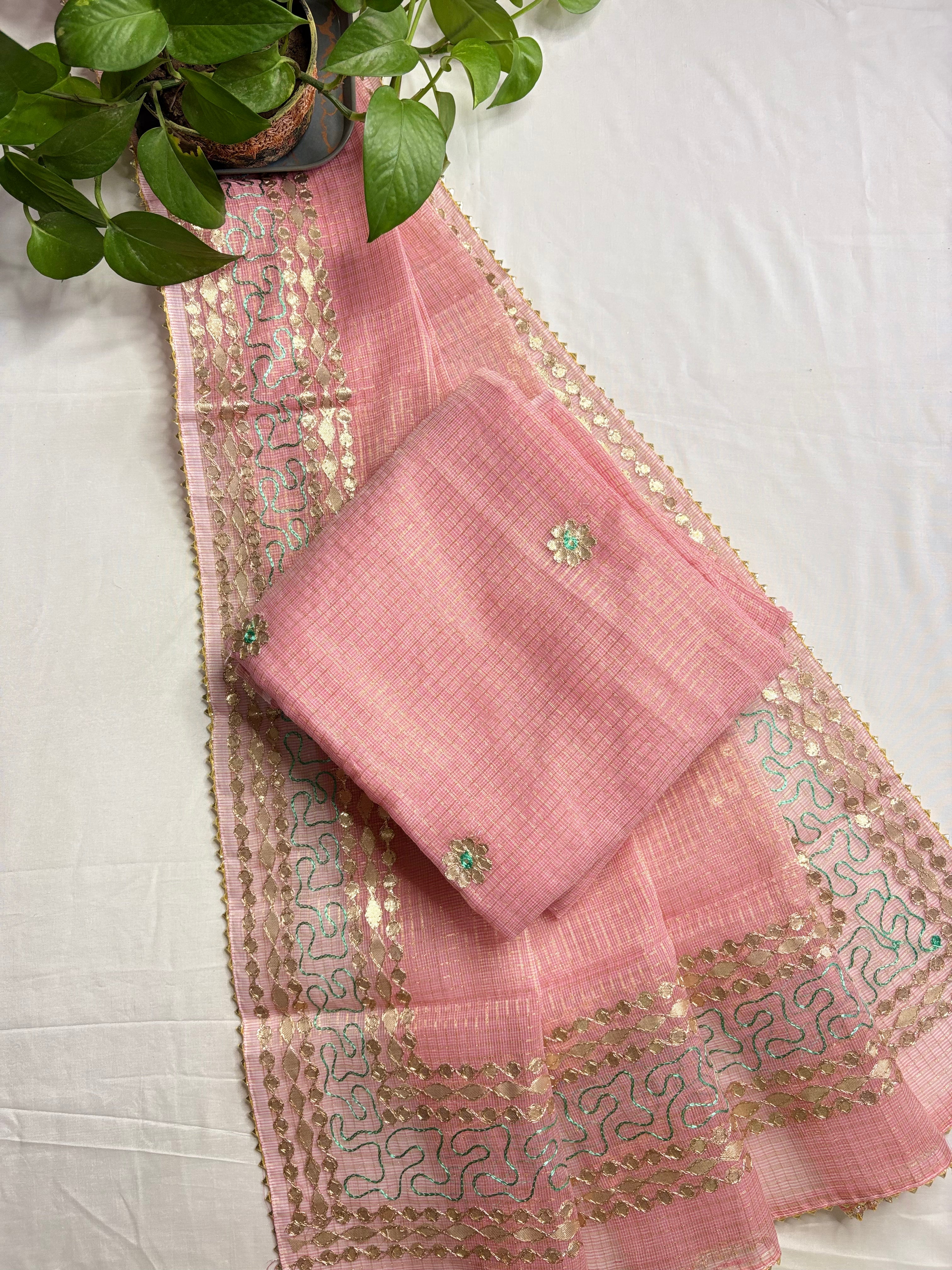 Amoli- Kota Salwar Suit In Gota Work In Pink
