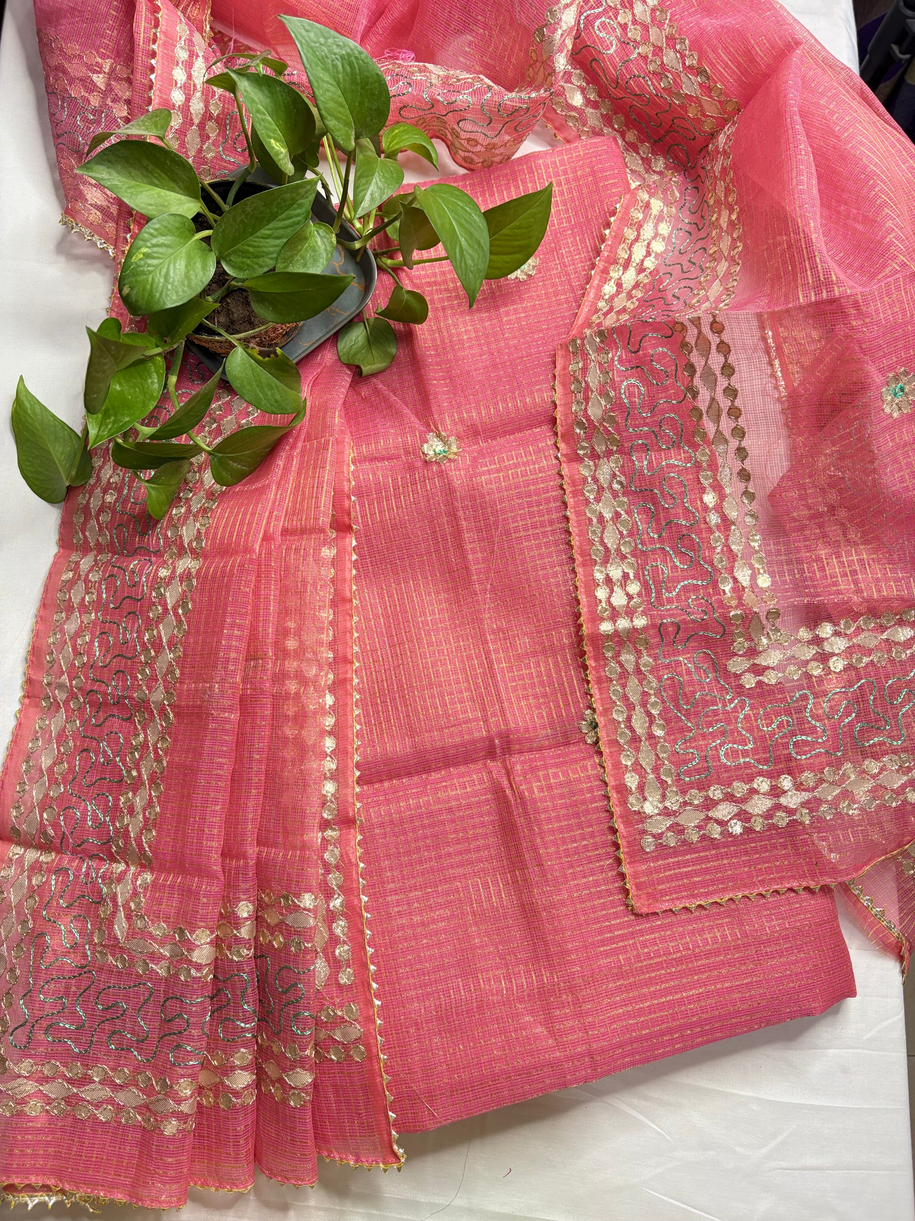 Durgi- Kota Salwar Suit In Gota Work In Peach