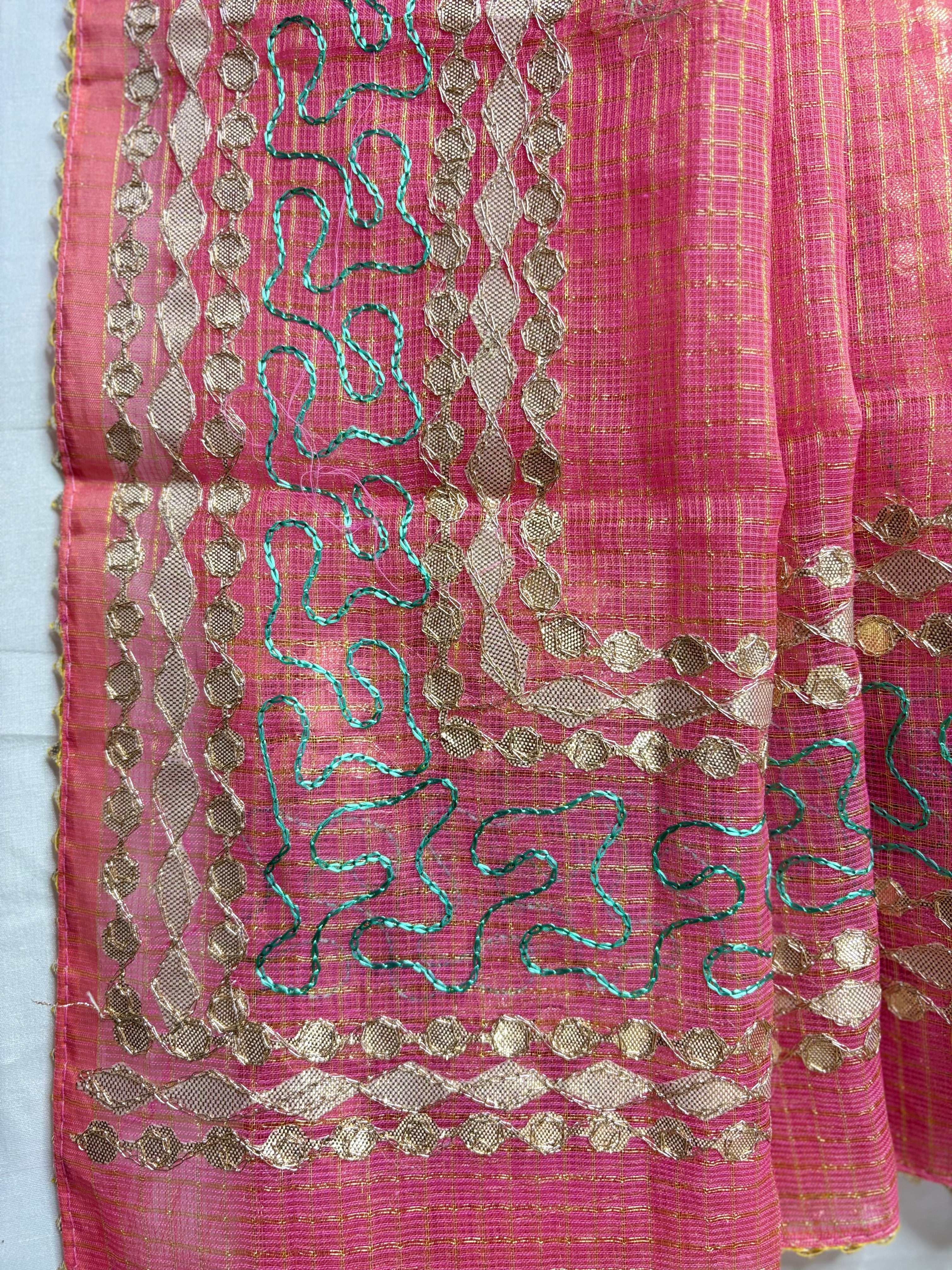 Durgi- Kota Salwar Suit In Gota Work In Peach