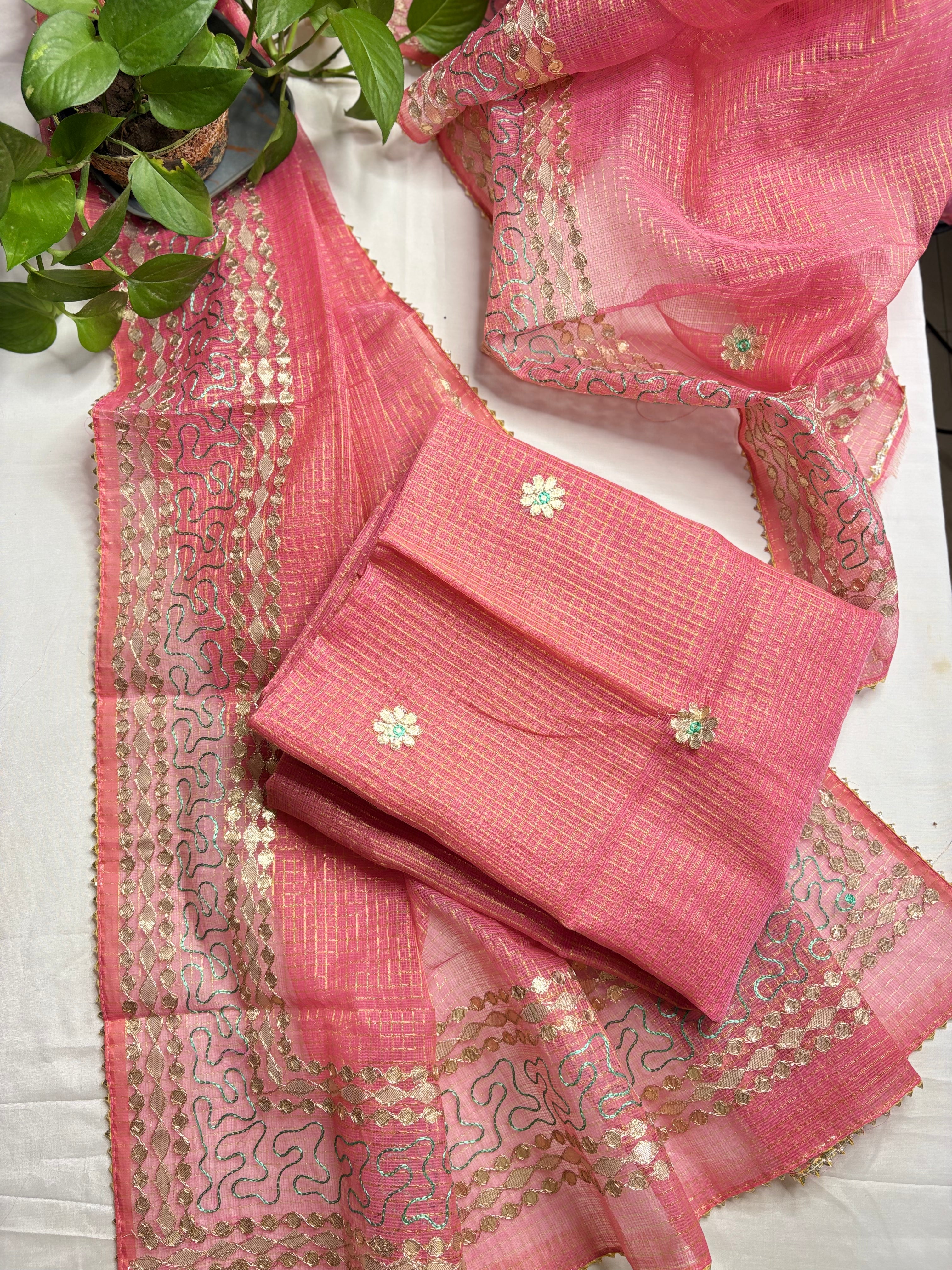 Durgi- Kota Salwar Suit In Gota Work In Peach
