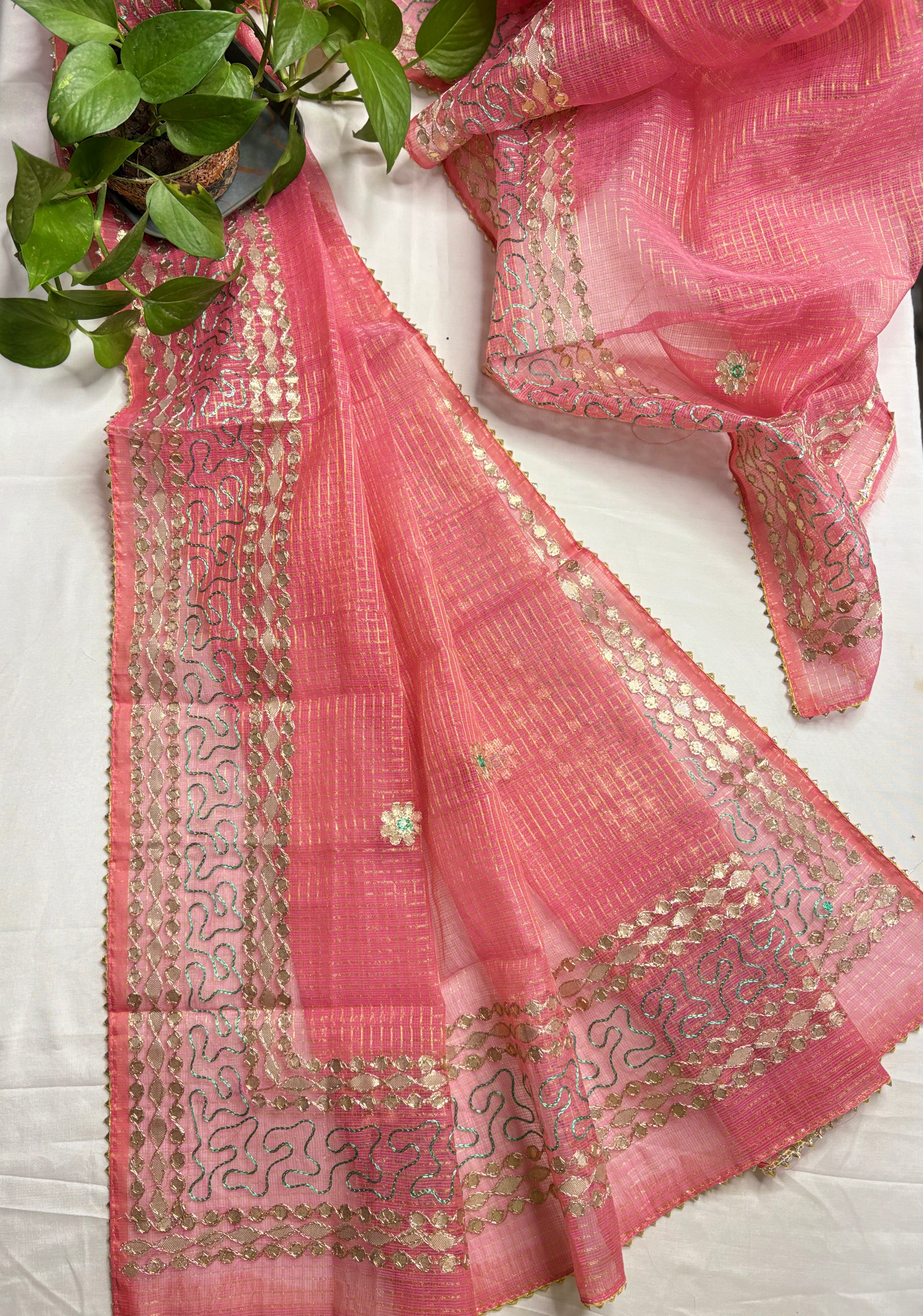 Durgi- Kota Salwar Suit In Gota Work In Peach