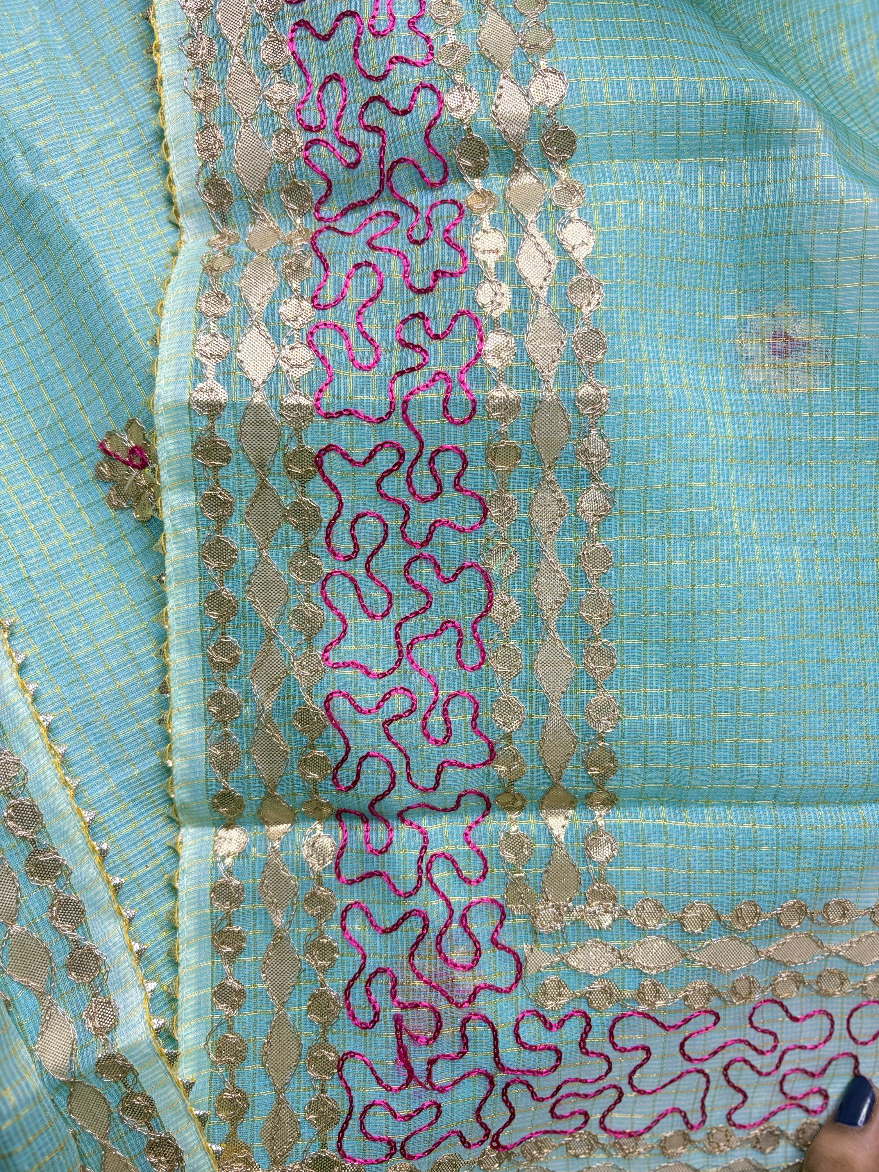 Ambar- Kota Salwar Suit In Gota Work In Sea Green