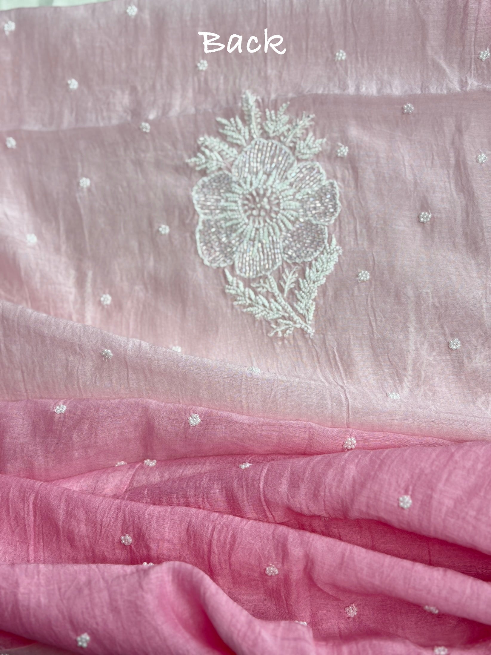 Gulab- Pink Malmal Chanderi Chikankari Suit With Pearl Detailing