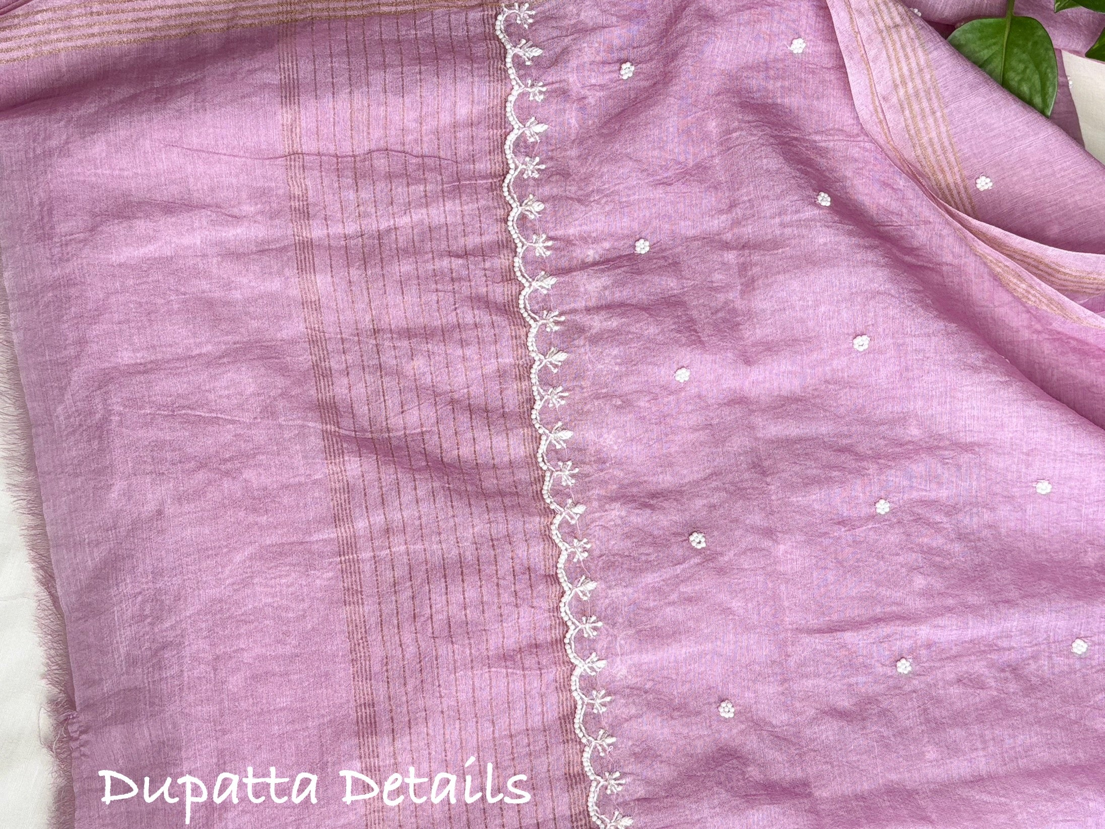 Husna- Mauv Color Malmal Chanderi Chikankari Suit With Pearl Detailing
