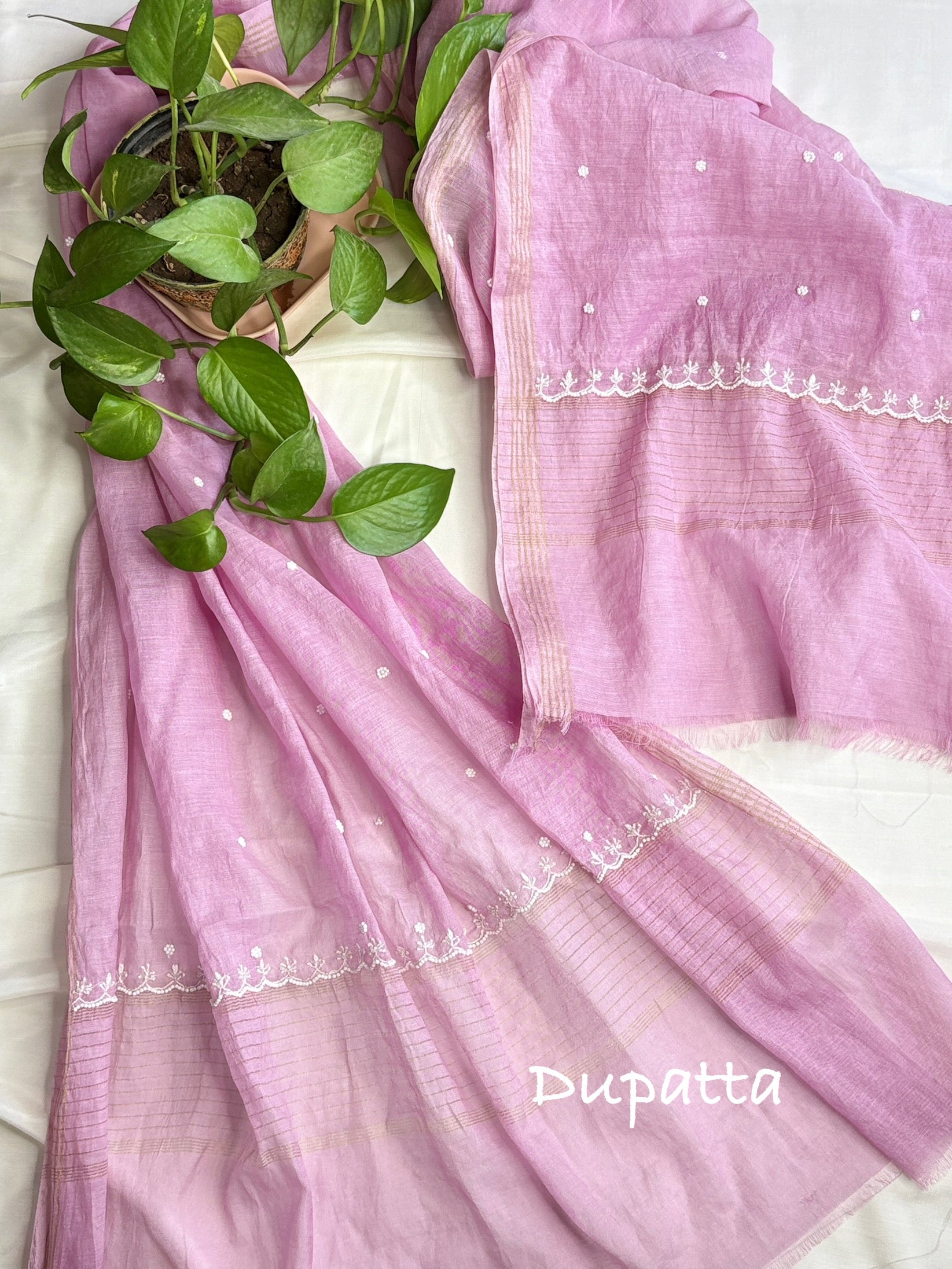 Husna- Mauv Color Malmal Chanderi Chikankari Suit With Pearl Detailing