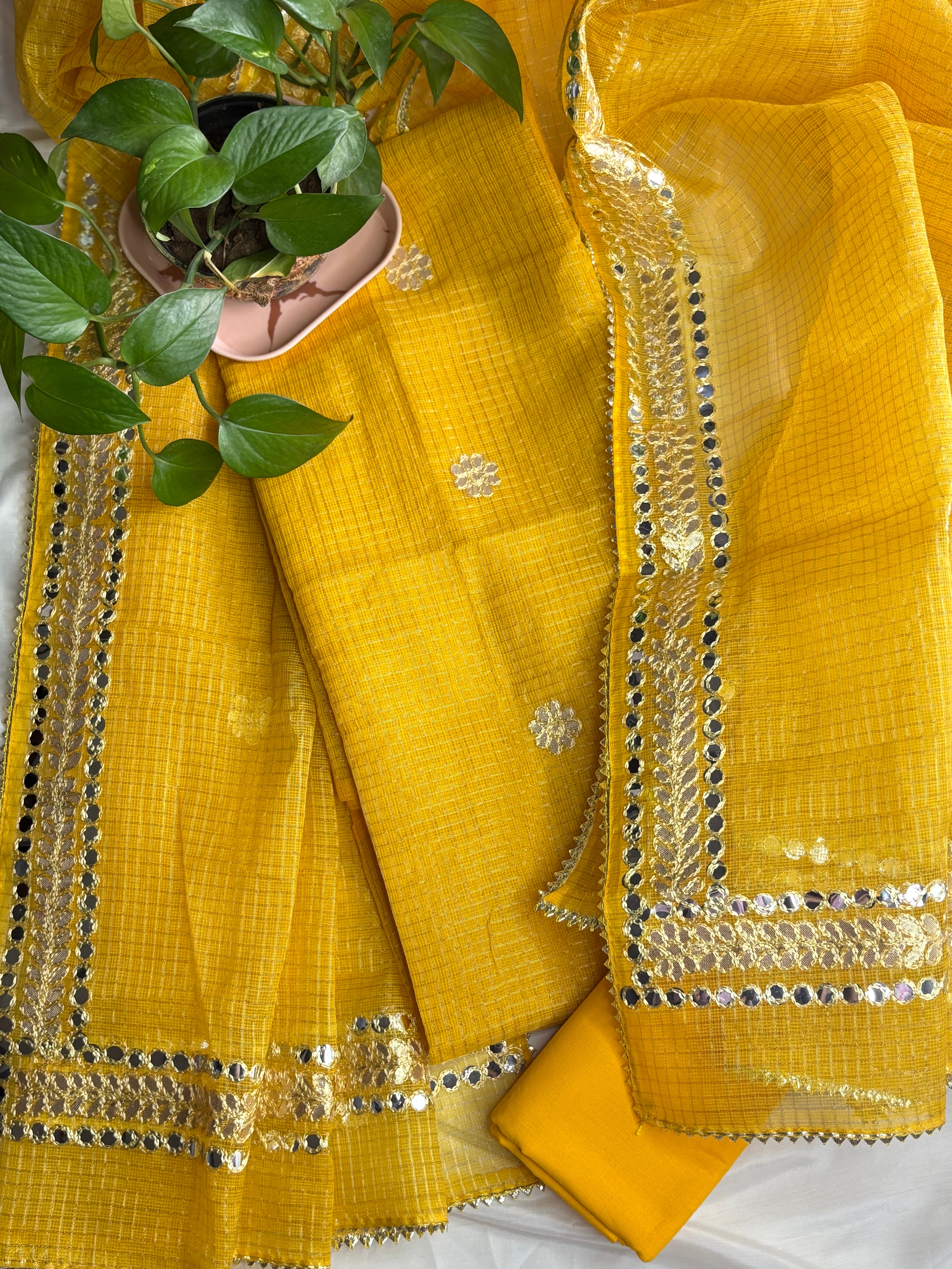 Hansa- Wedding Wear Kota Gota Patti Salwar Suit In Gota Work Yellow