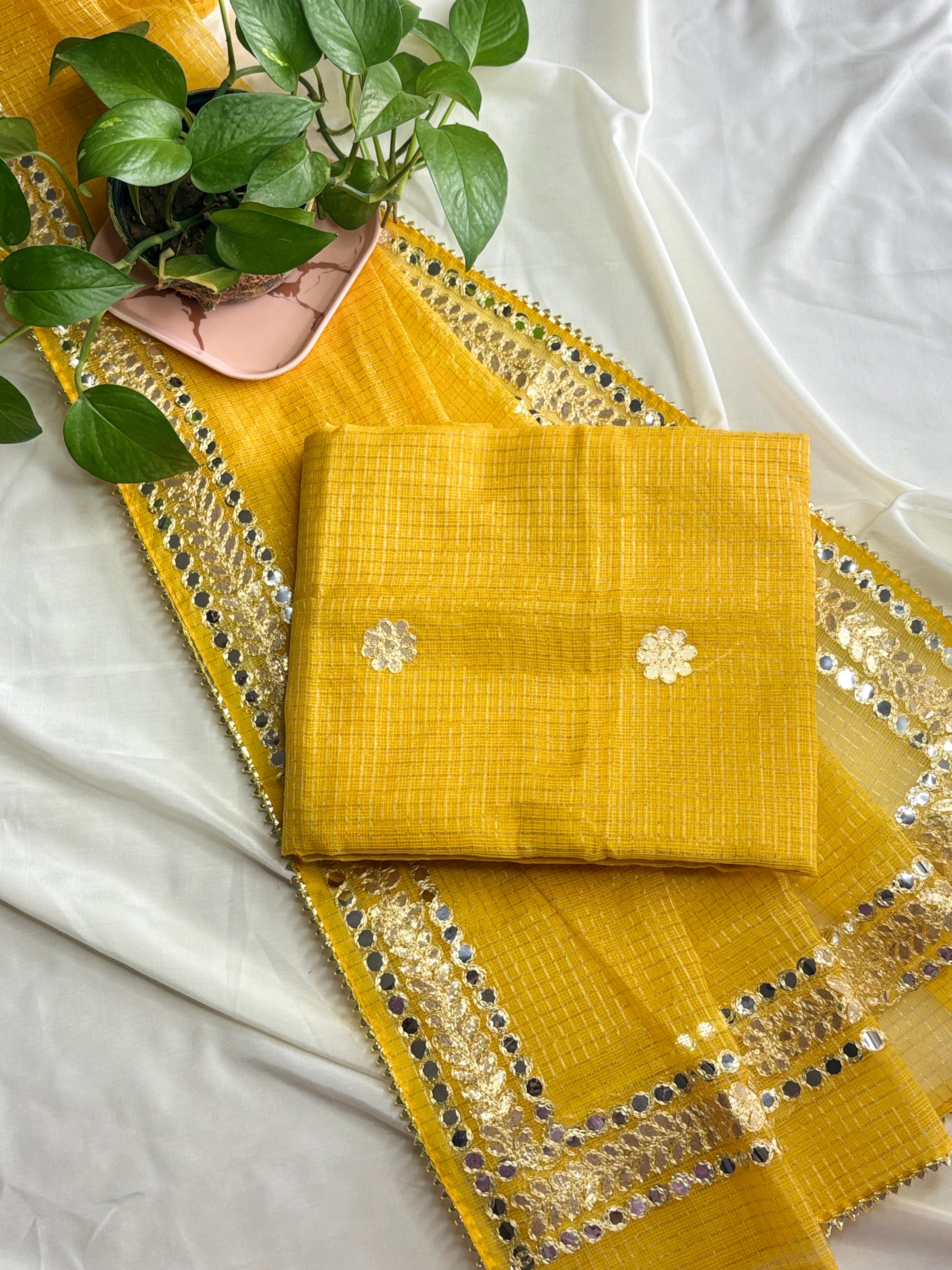 Hansa- Wedding Wear Kota Gota Patti Salwar Suit In Gota Work Yellow