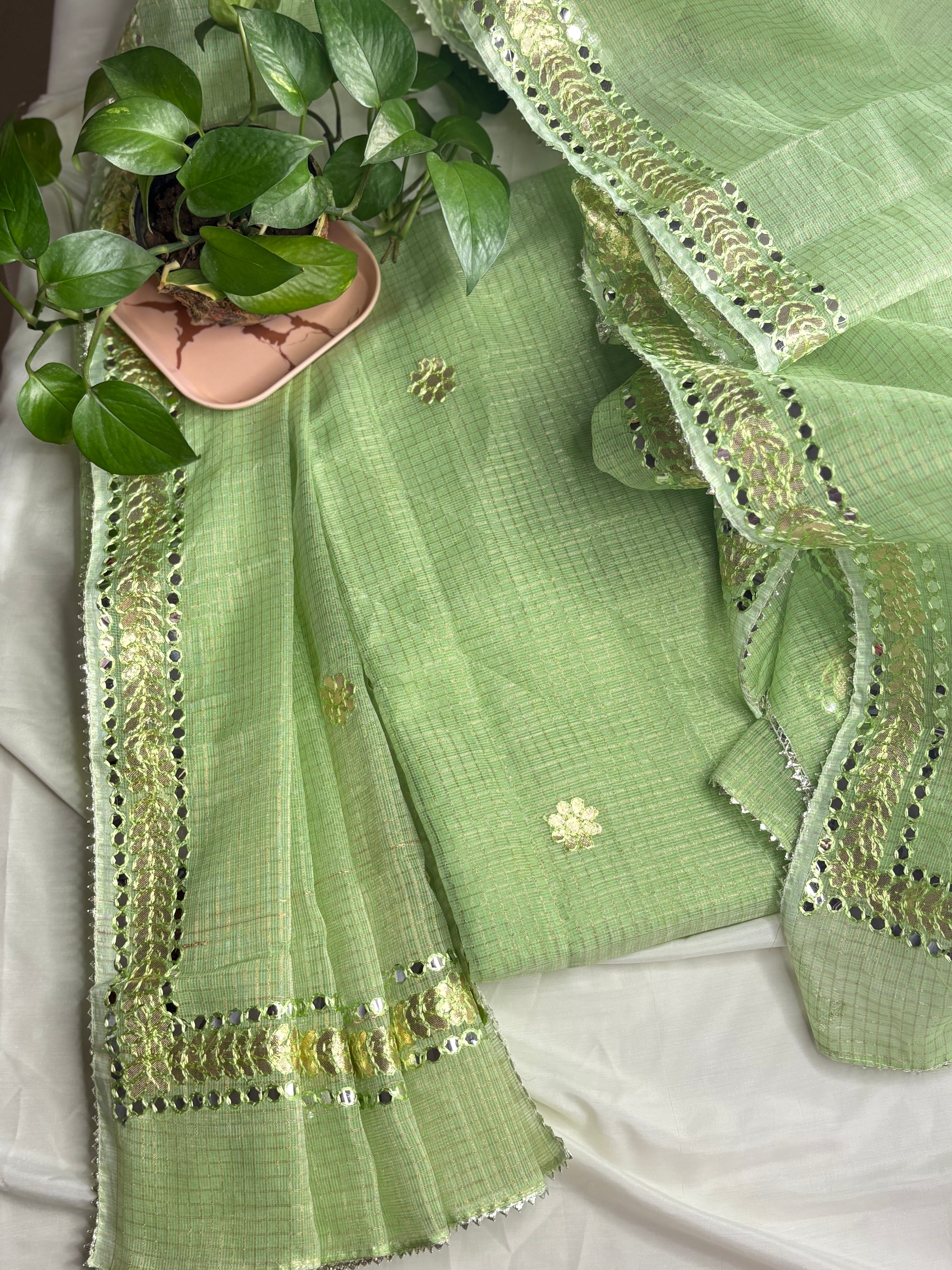 Rajasvi- Wedding Wear Kota Gota Patti Salwar Suit In Green Color