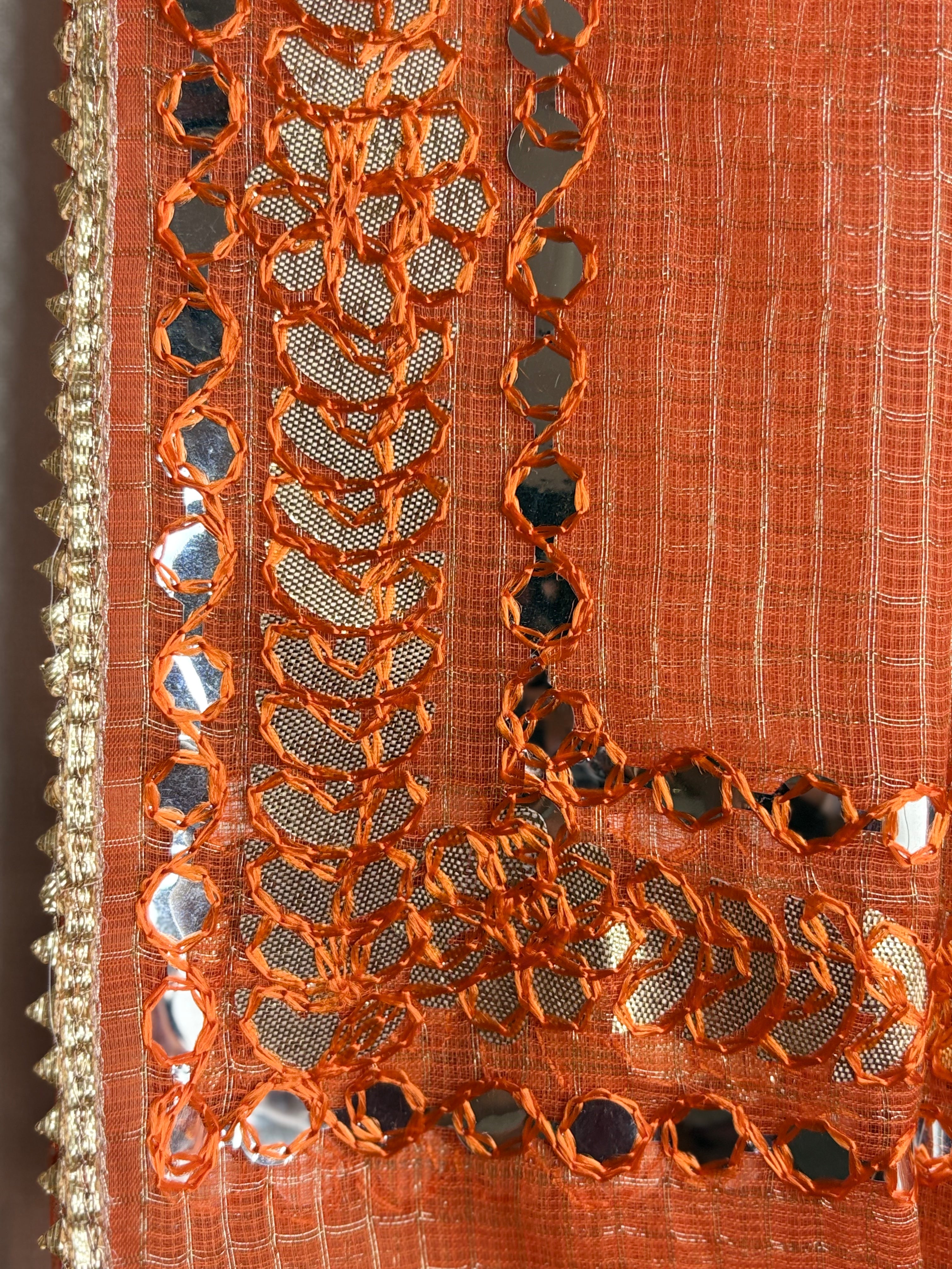 Dulari-Wedding Wear Kota Gota Patti Salwar Suit In Gota Work Rust Orange Color