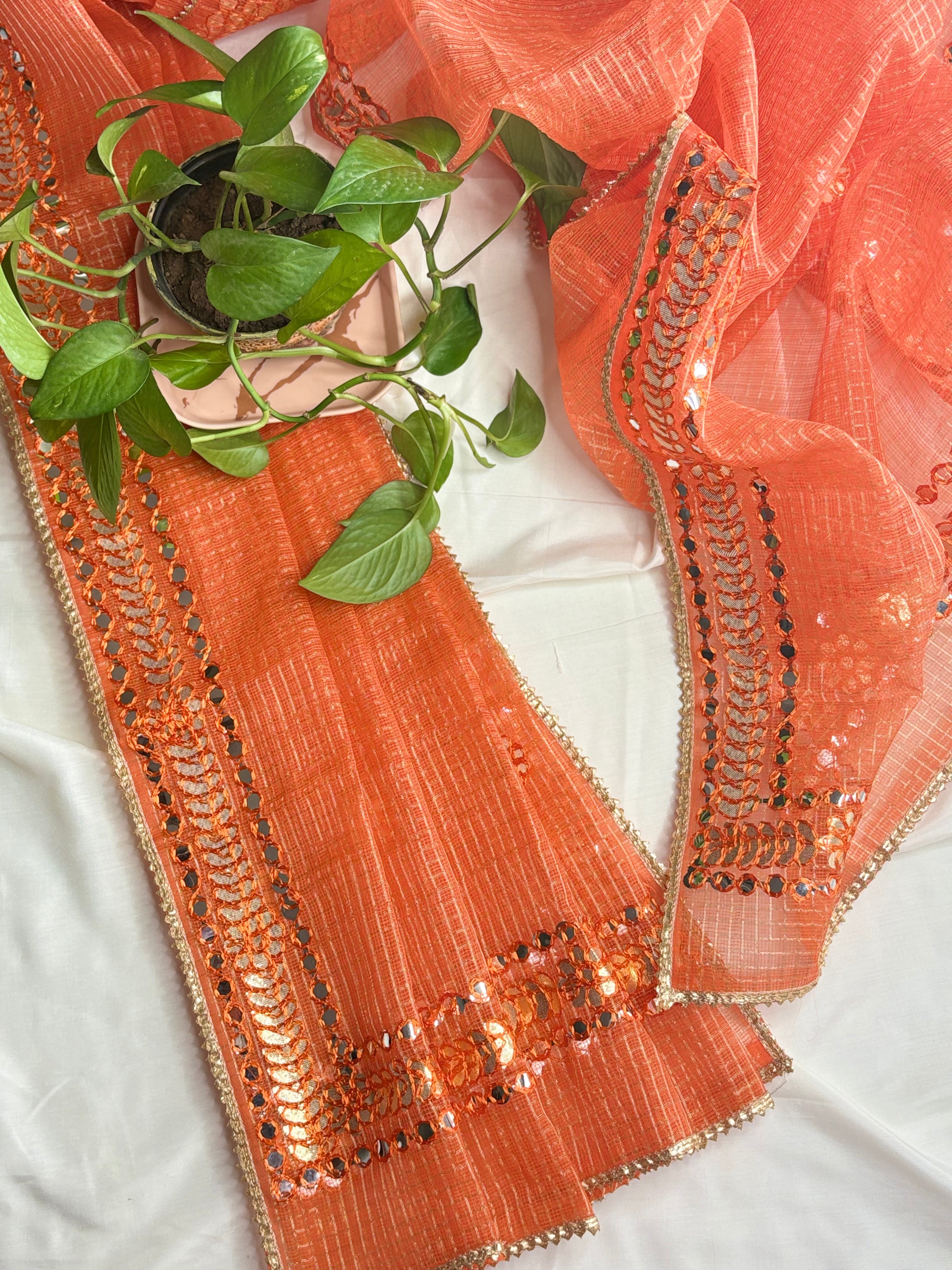 Dulari-Wedding Wear Kota Gota Patti Salwar Suit In Gota Work Rust Orange Color