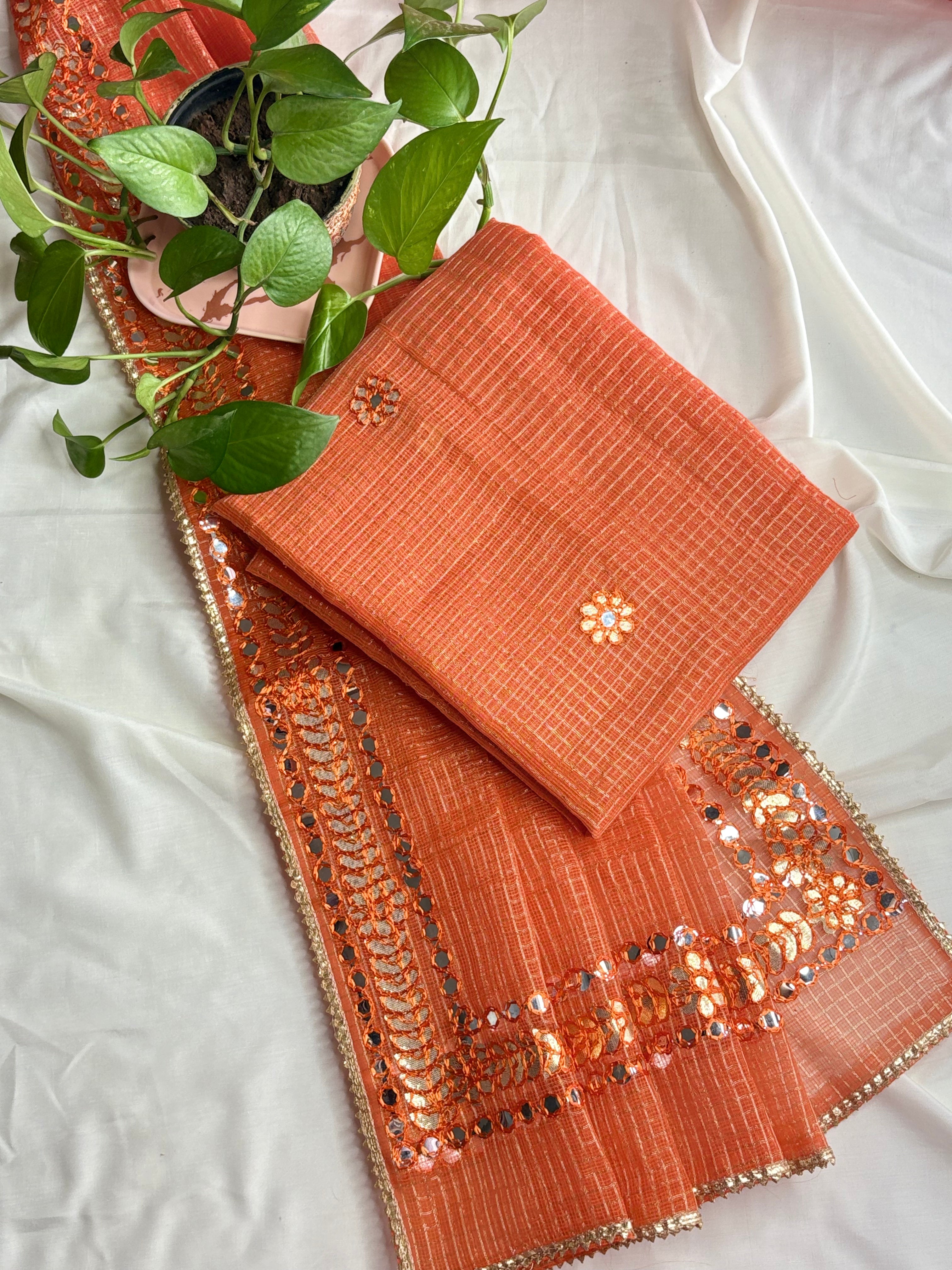 Dulari-Wedding Wear Kota Gota Patti Salwar Suit In Gota Work Rust Orange Color