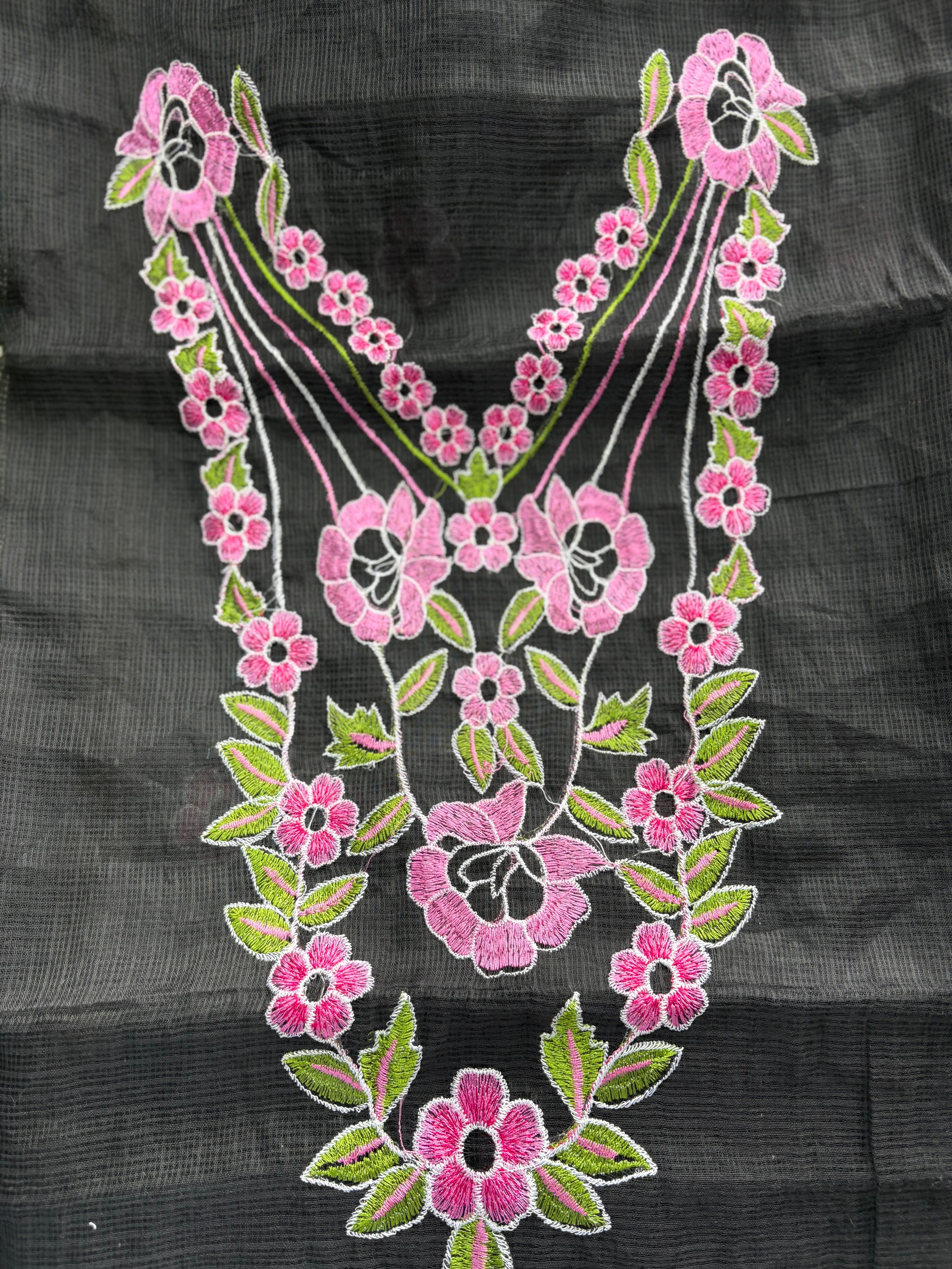 Kota Doria Embroidered Suit Set In Black