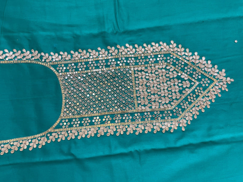 Rama Green Gota Patti Glaze Cotton Kurti
