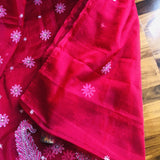 Red Organza Chikankari Saree