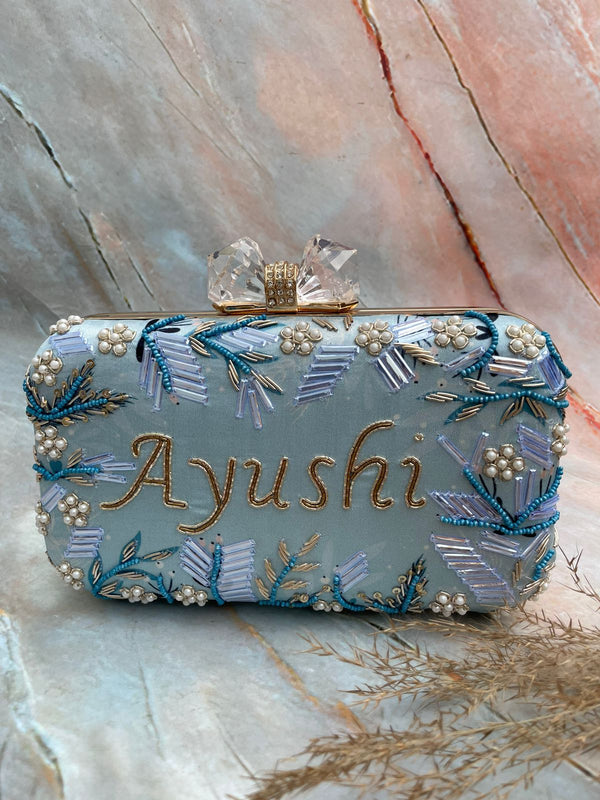 Customized Light Blue Party Clutch