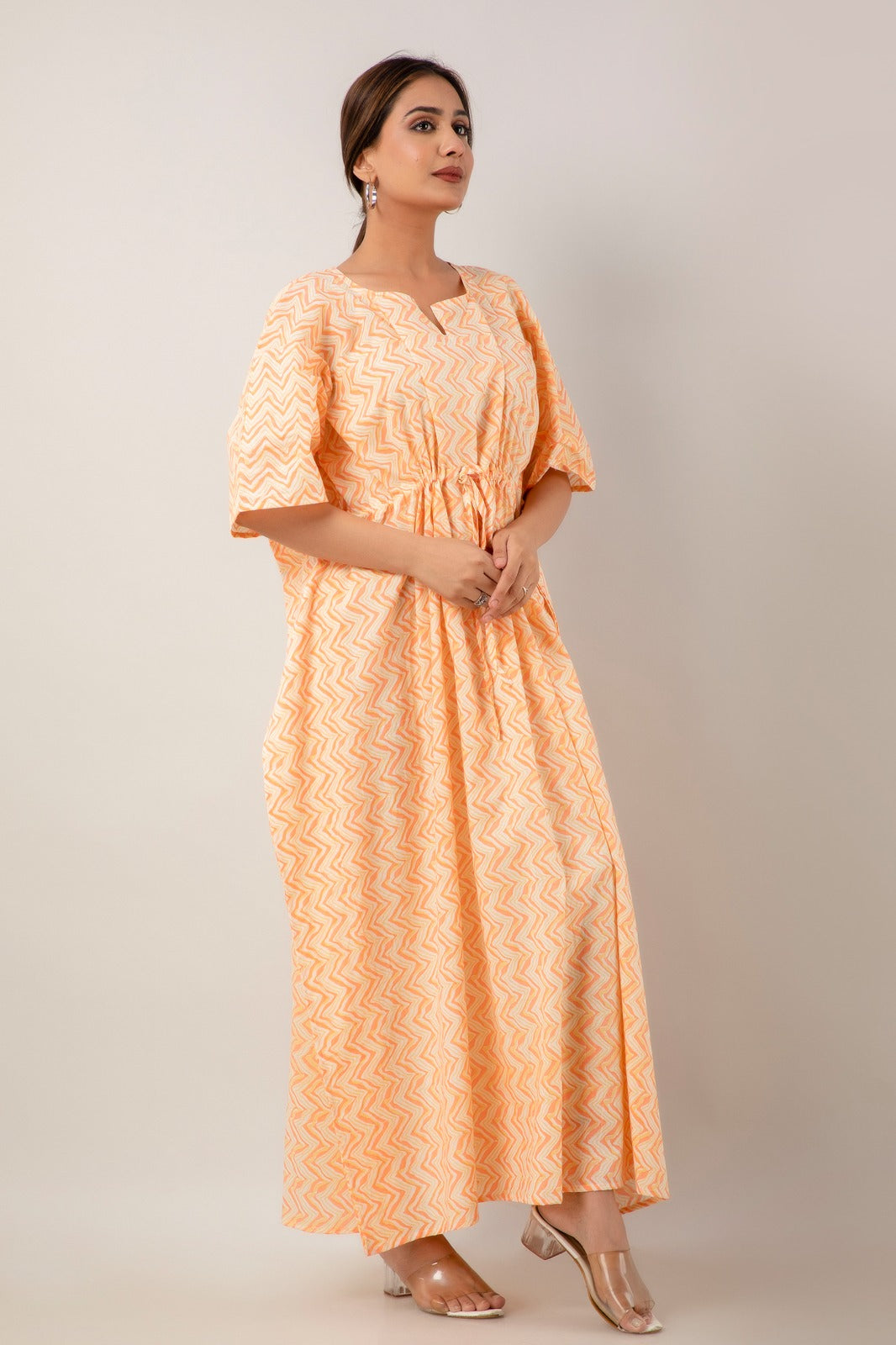 Light Orange Cotton Kaftan