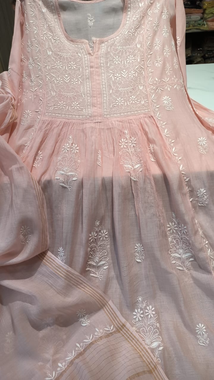 Light Pink Chikankari Work Semi Stitched Salwar Suit