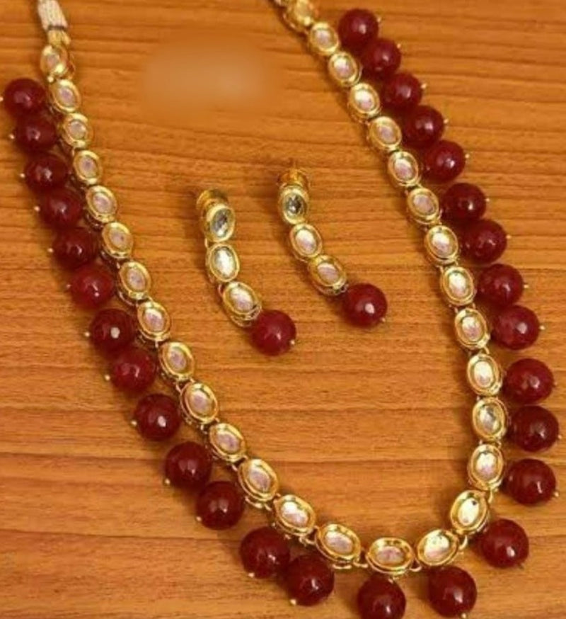 Maroon Kundan Necklace Set
