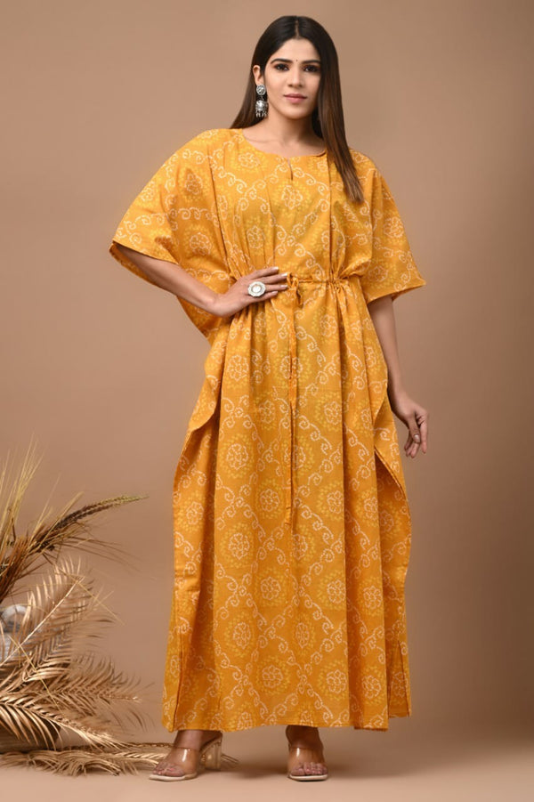 Mustard Yellow Cotton Kaftan