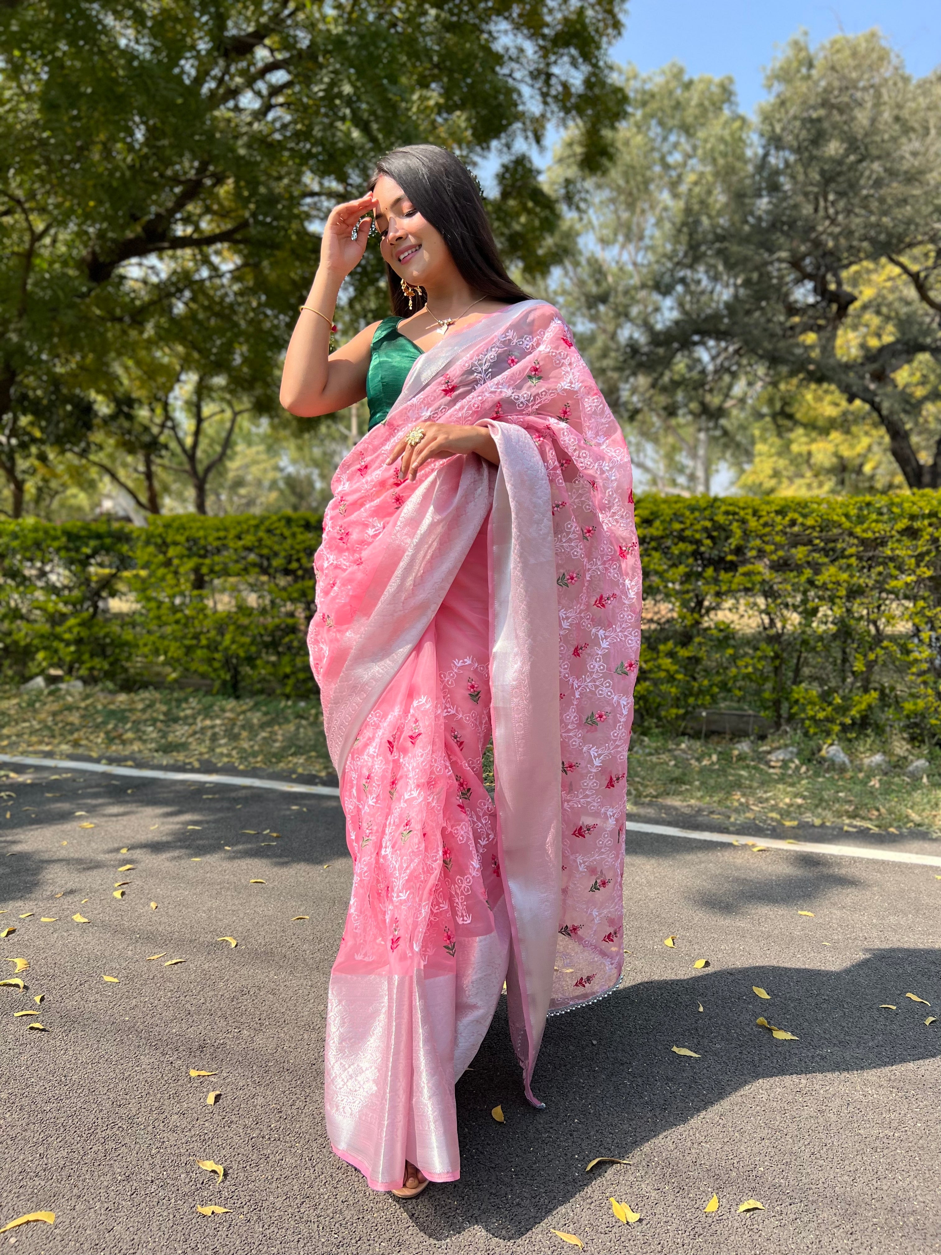 Boutique Style Saree In Pink