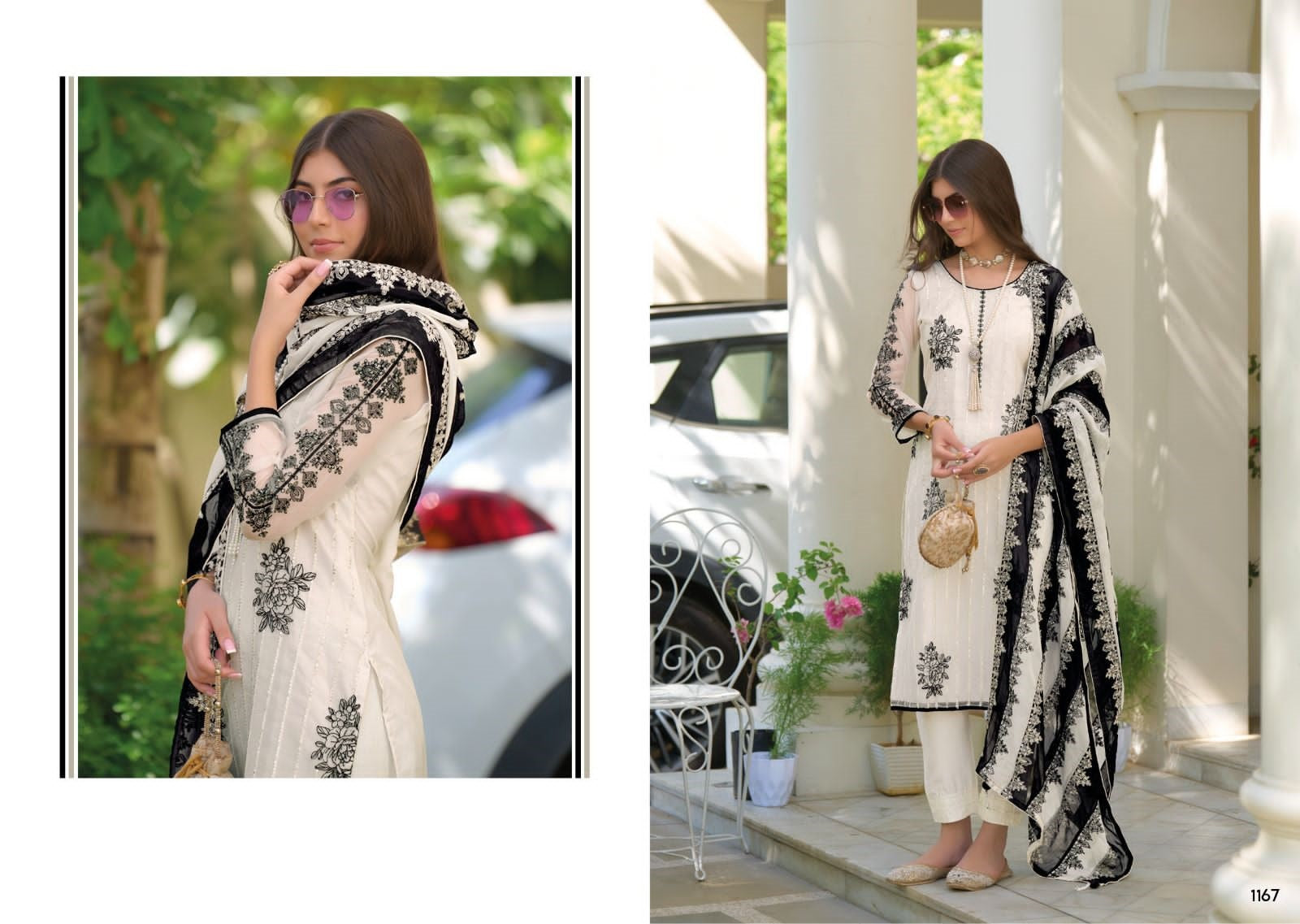Ready Made Organza Suit In Black