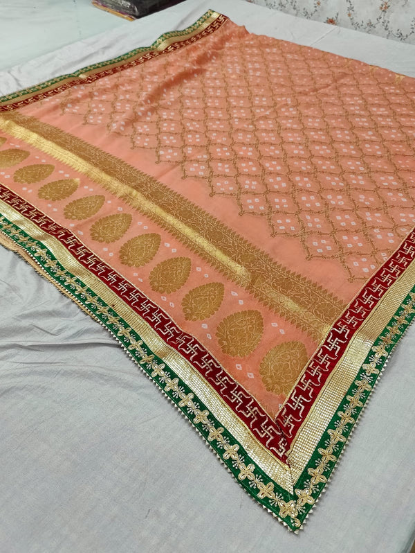 Peach Gotapatti Ghatchola Bandhani Dupatta