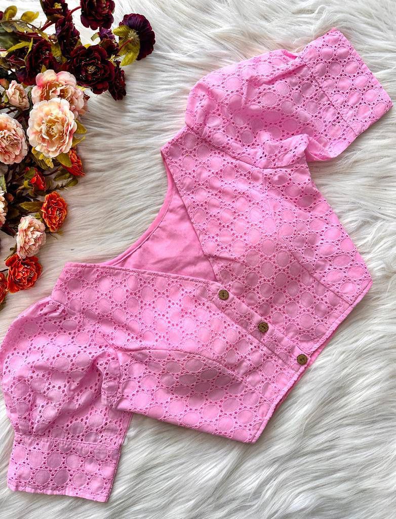 Hakoba Cotton Blouse In Pink