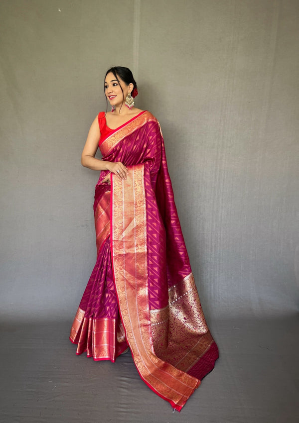 Kanjivaram Silk Saree in Pink