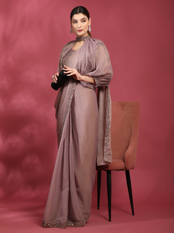 Ready To Wear Saree In Mauve