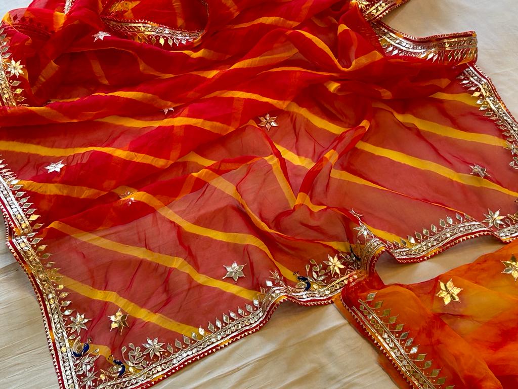 Shimmer Silk Saree With Gota Patti Work